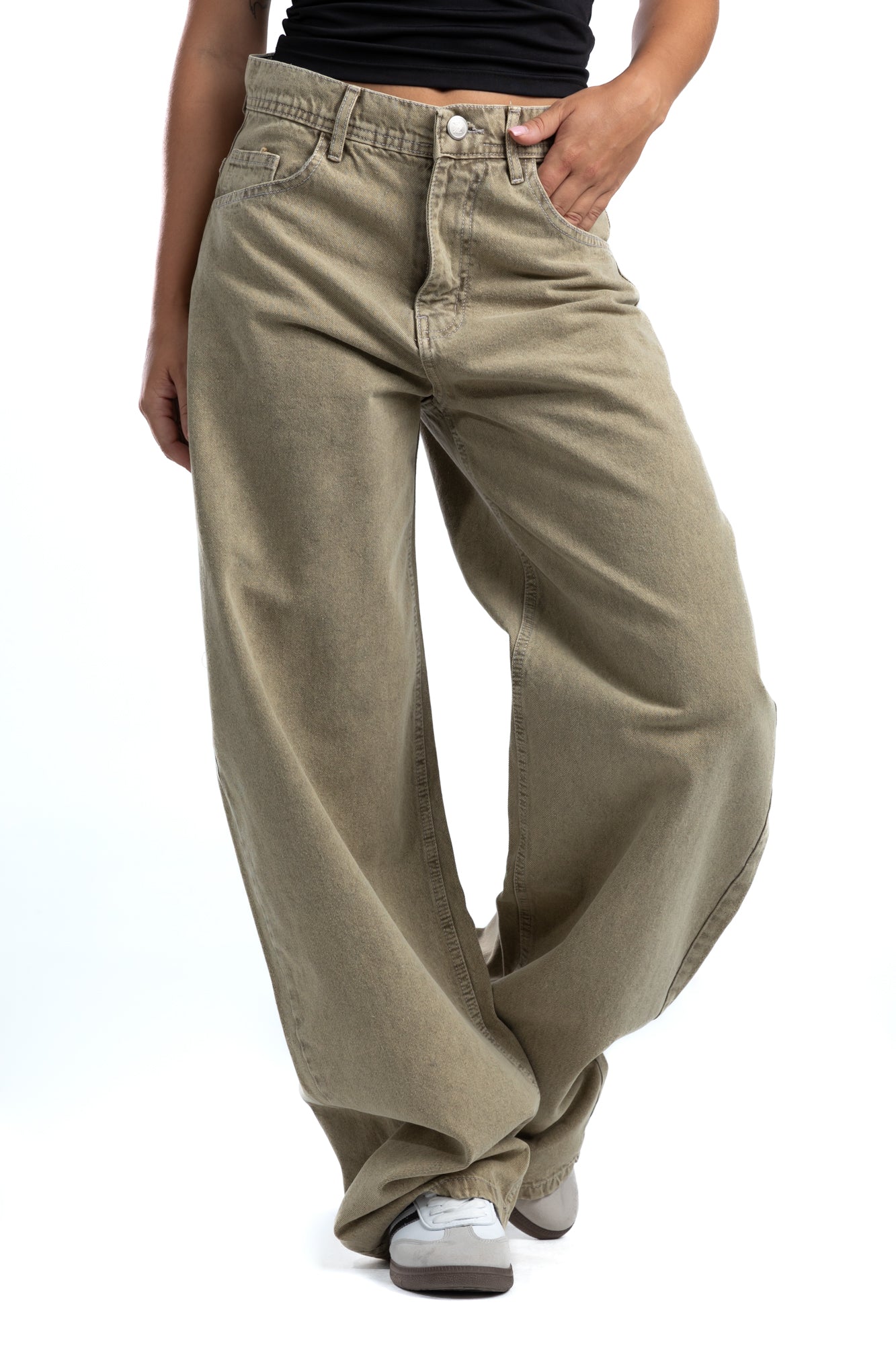 1005-Earthy Beige Curve Tapered Jeans