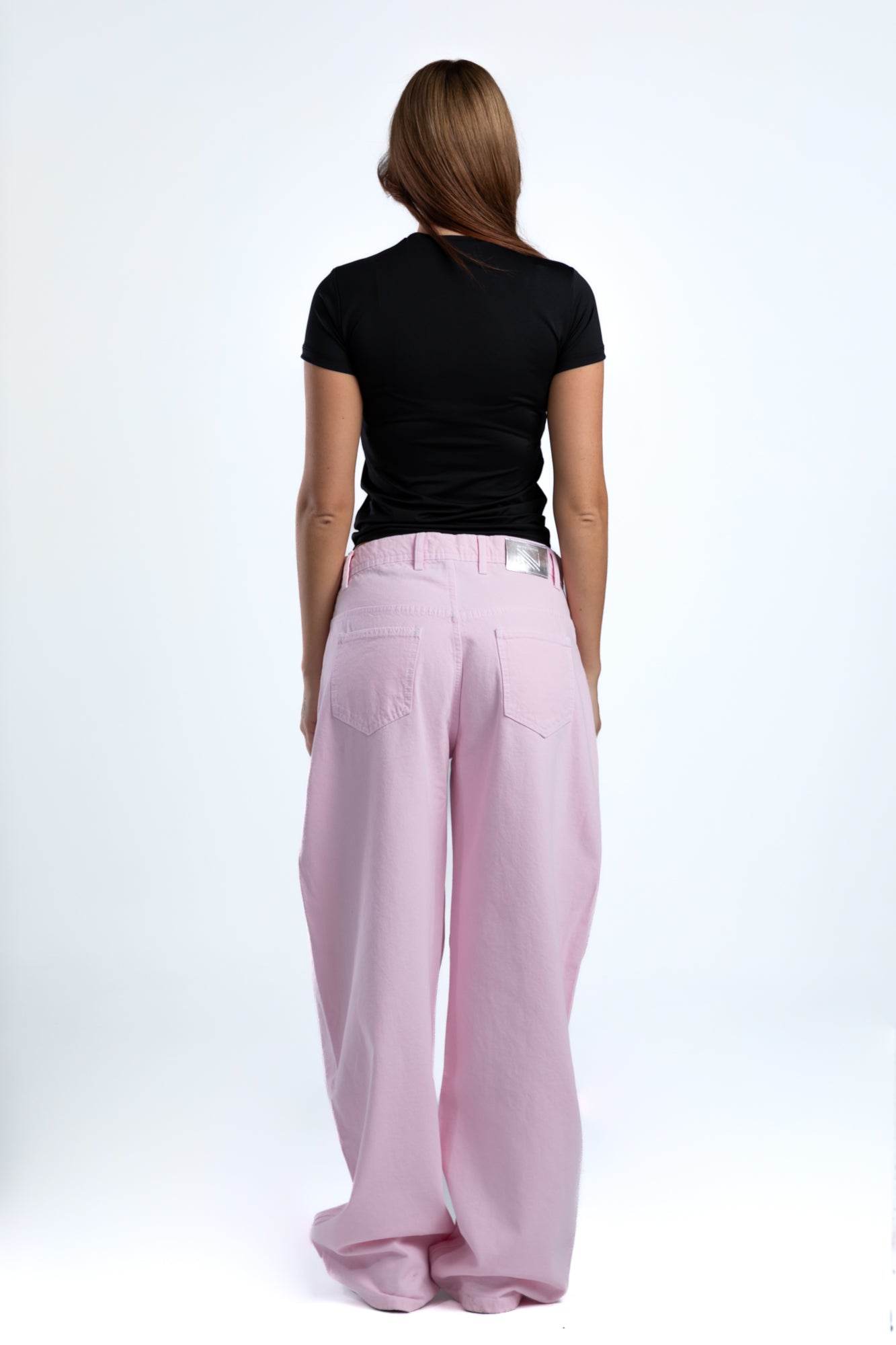 1001-Bubble Blush Curve Relaxed Tapered Jeans