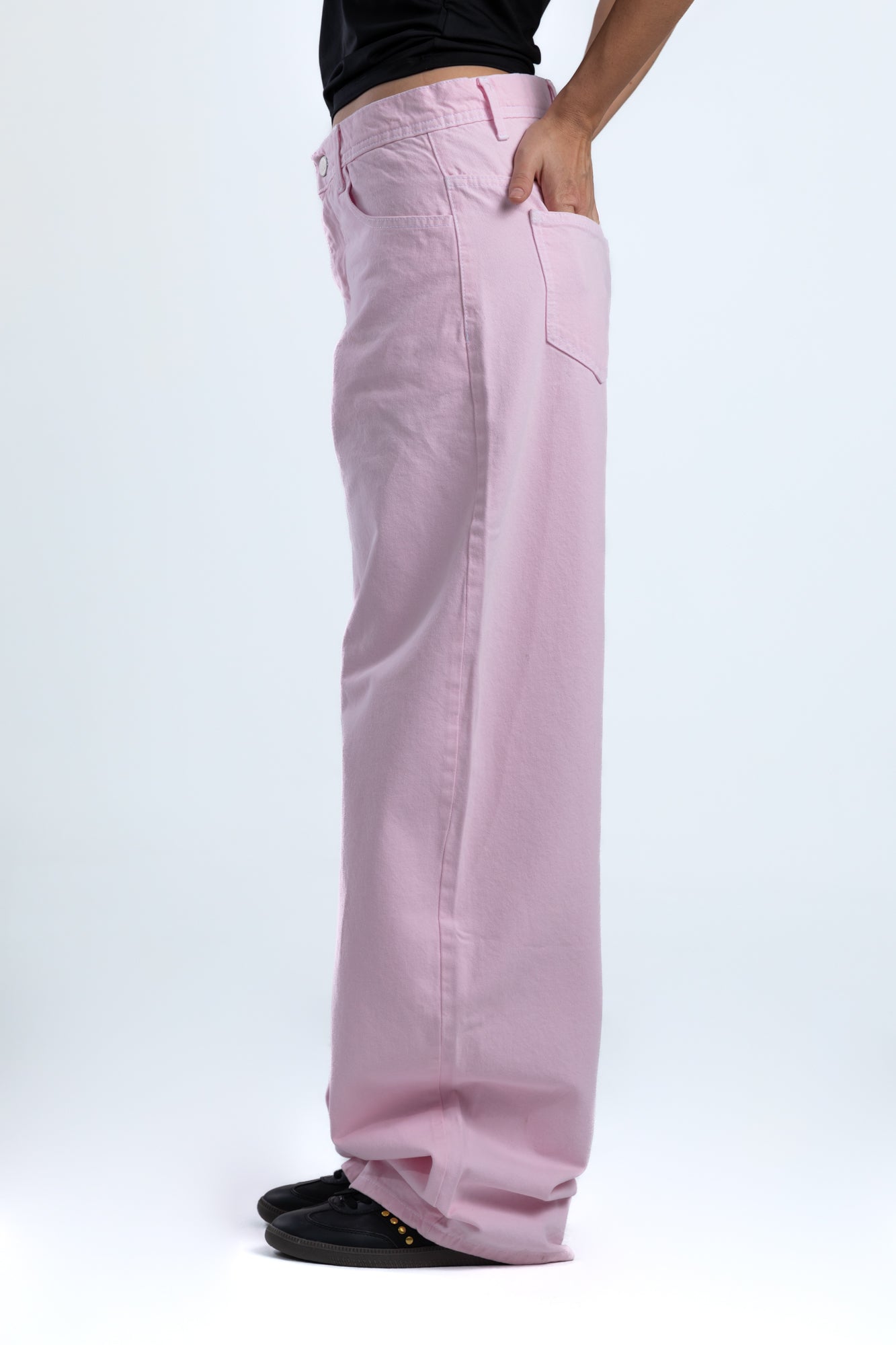 1001-Bubble Blush Curve Relaxed Tapered Jeans