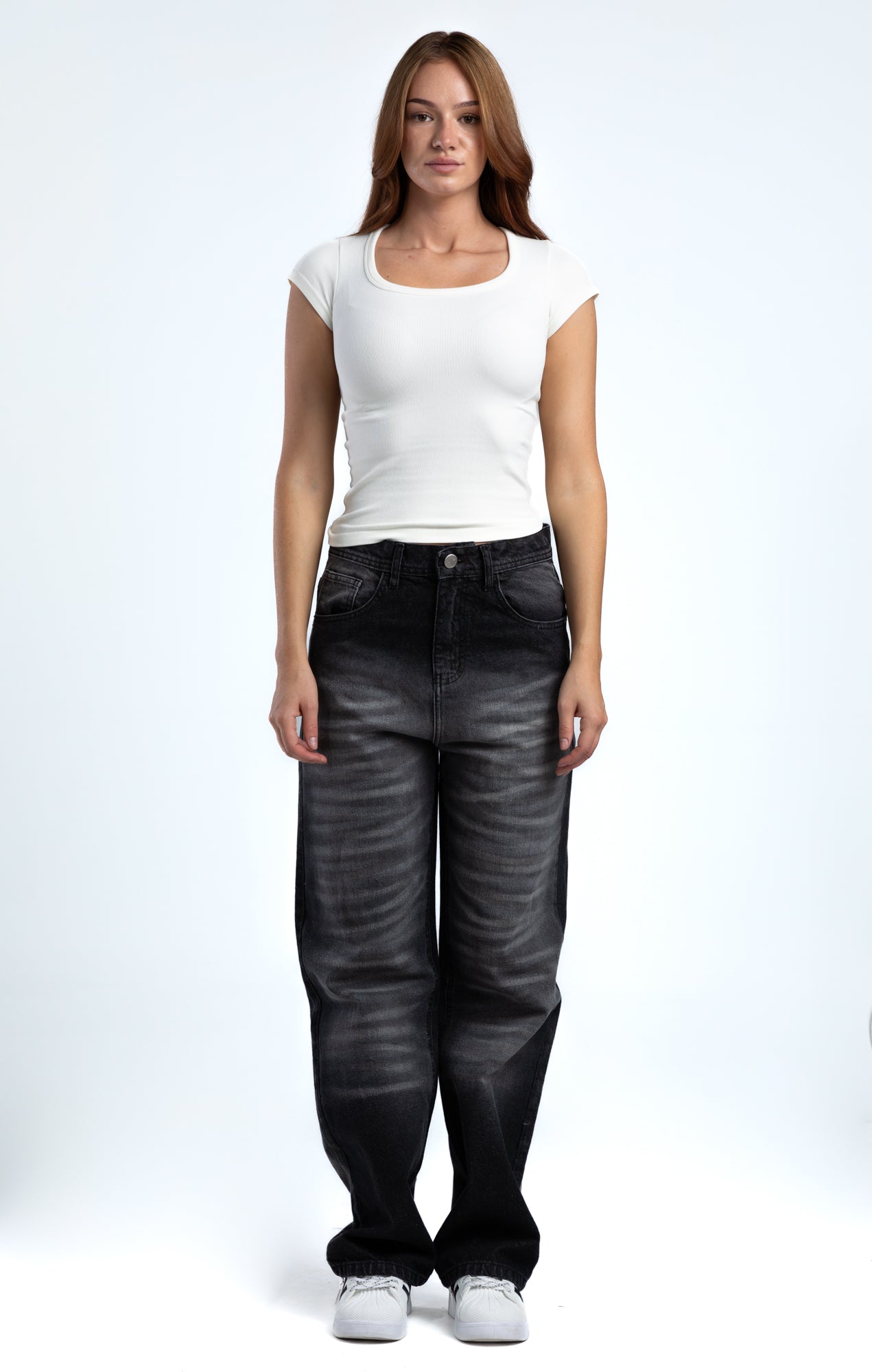 1059-Dark Static Relaxed Silhouette Jeans