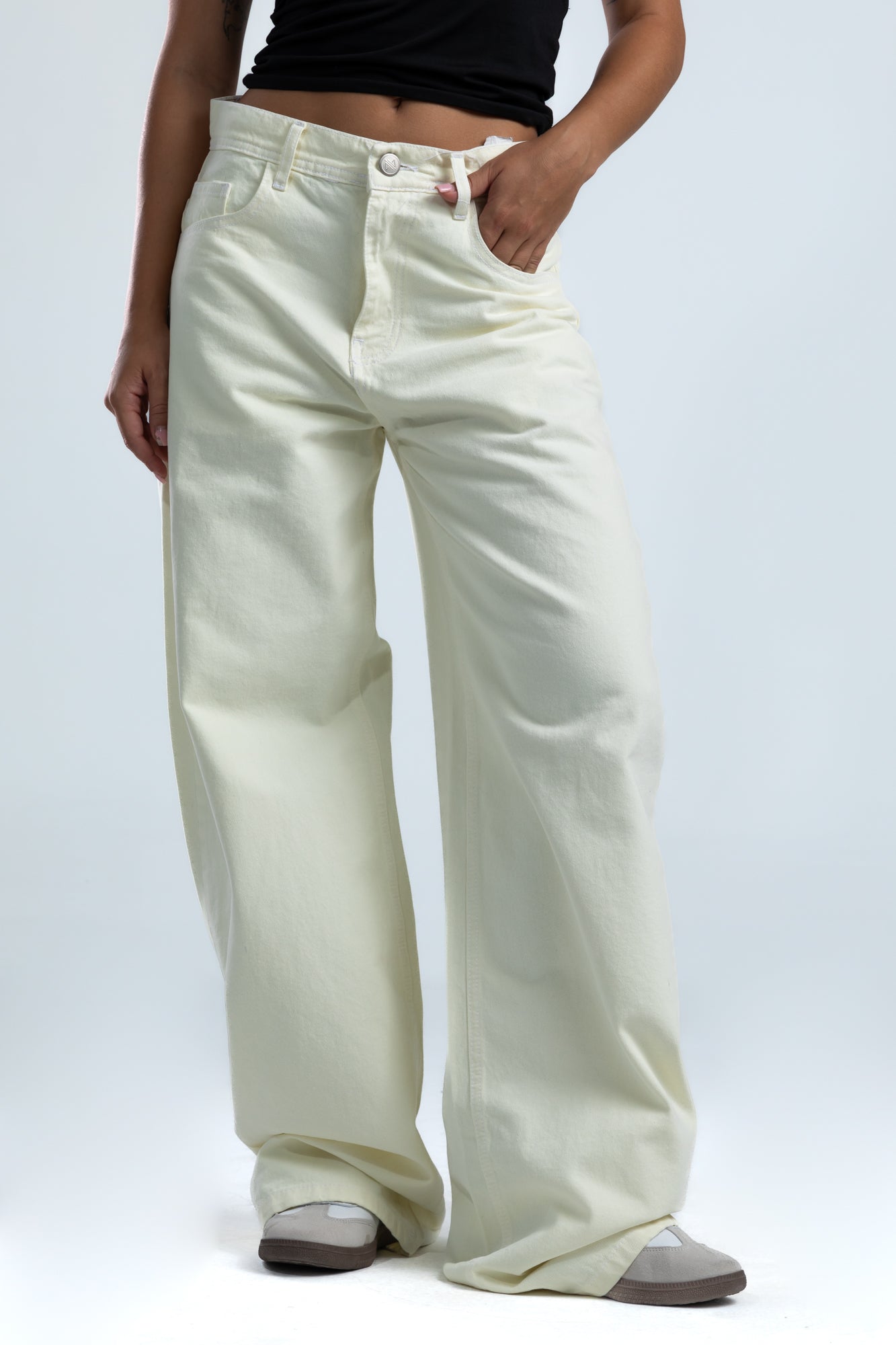 1010-Butter Yellow Curve Tapered Pants