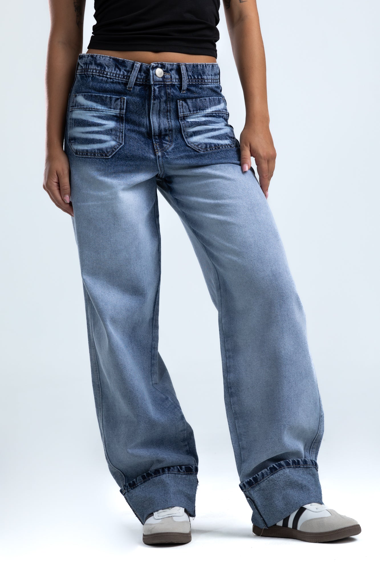 1025-Folden Hem – Ocean Tint Jeans