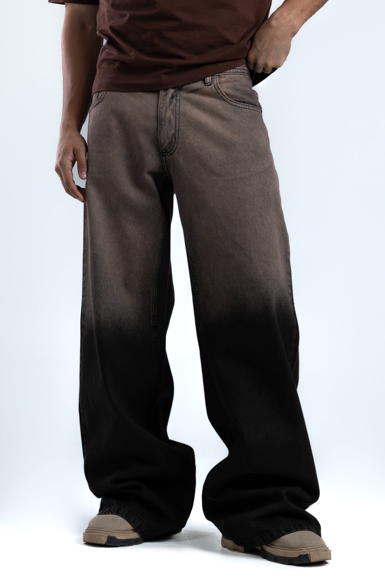 1037-Gradient Cocoa Ash Low Rise Jeans
