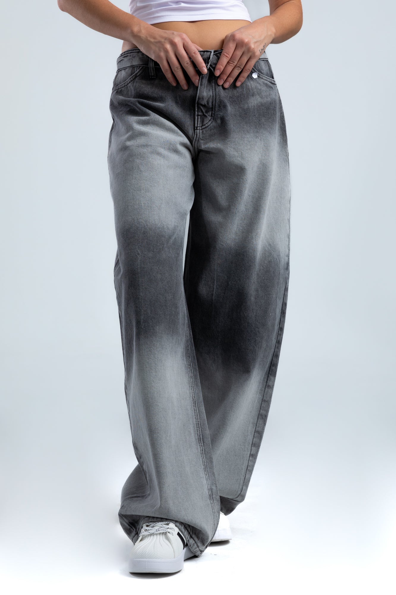 1021-Grey Slay Waist Rewind Tapered Jeans