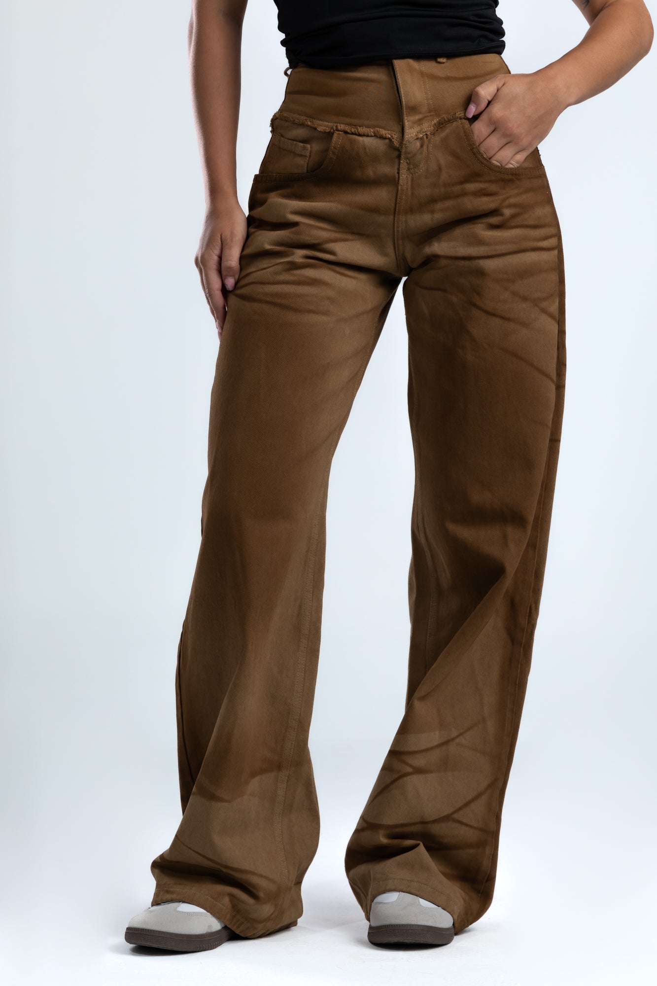 1039-Caramel Crust Soft Wide Leg Jeans