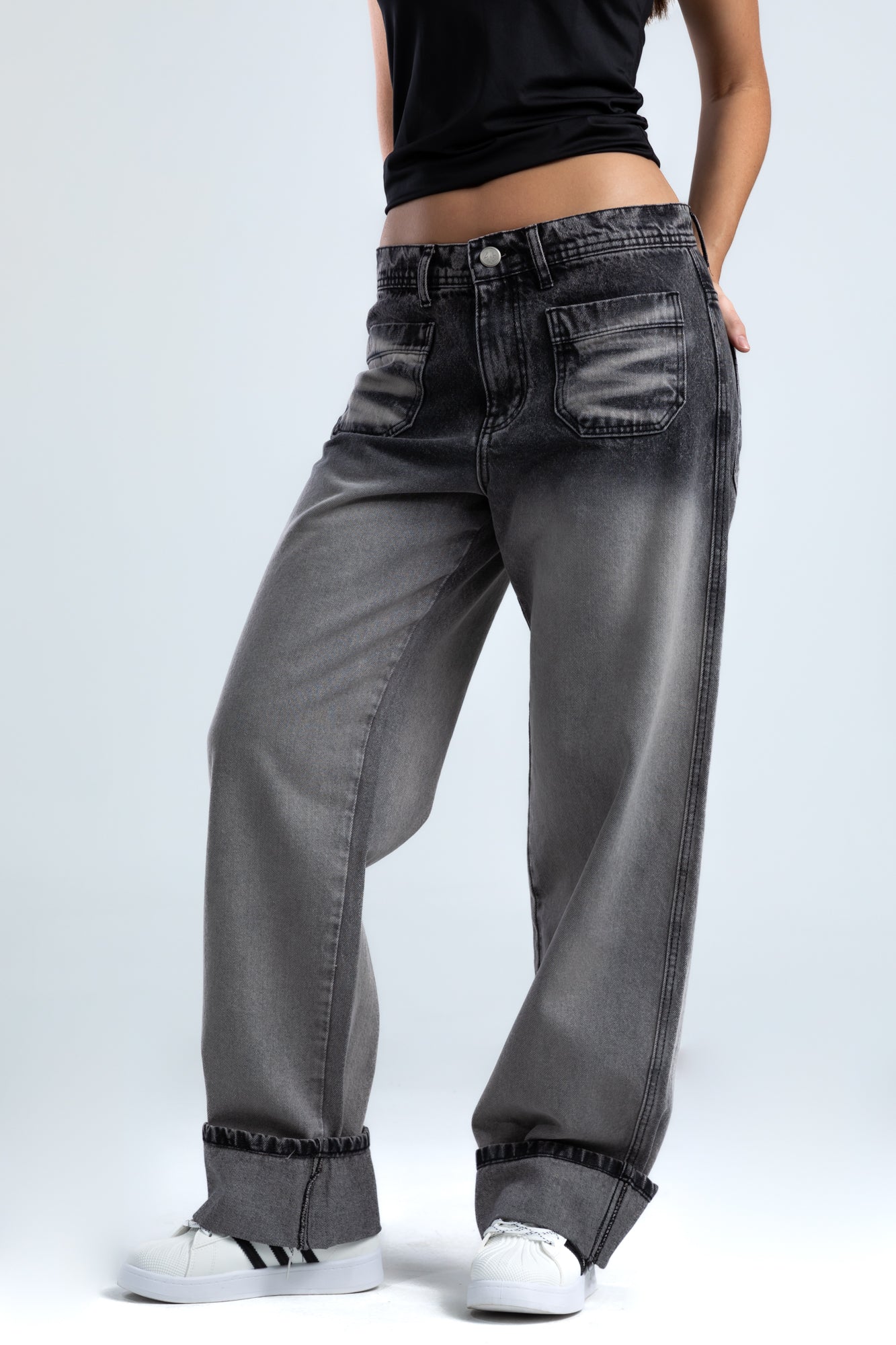 1026-Folded Hem – Smoke Fade Jeans