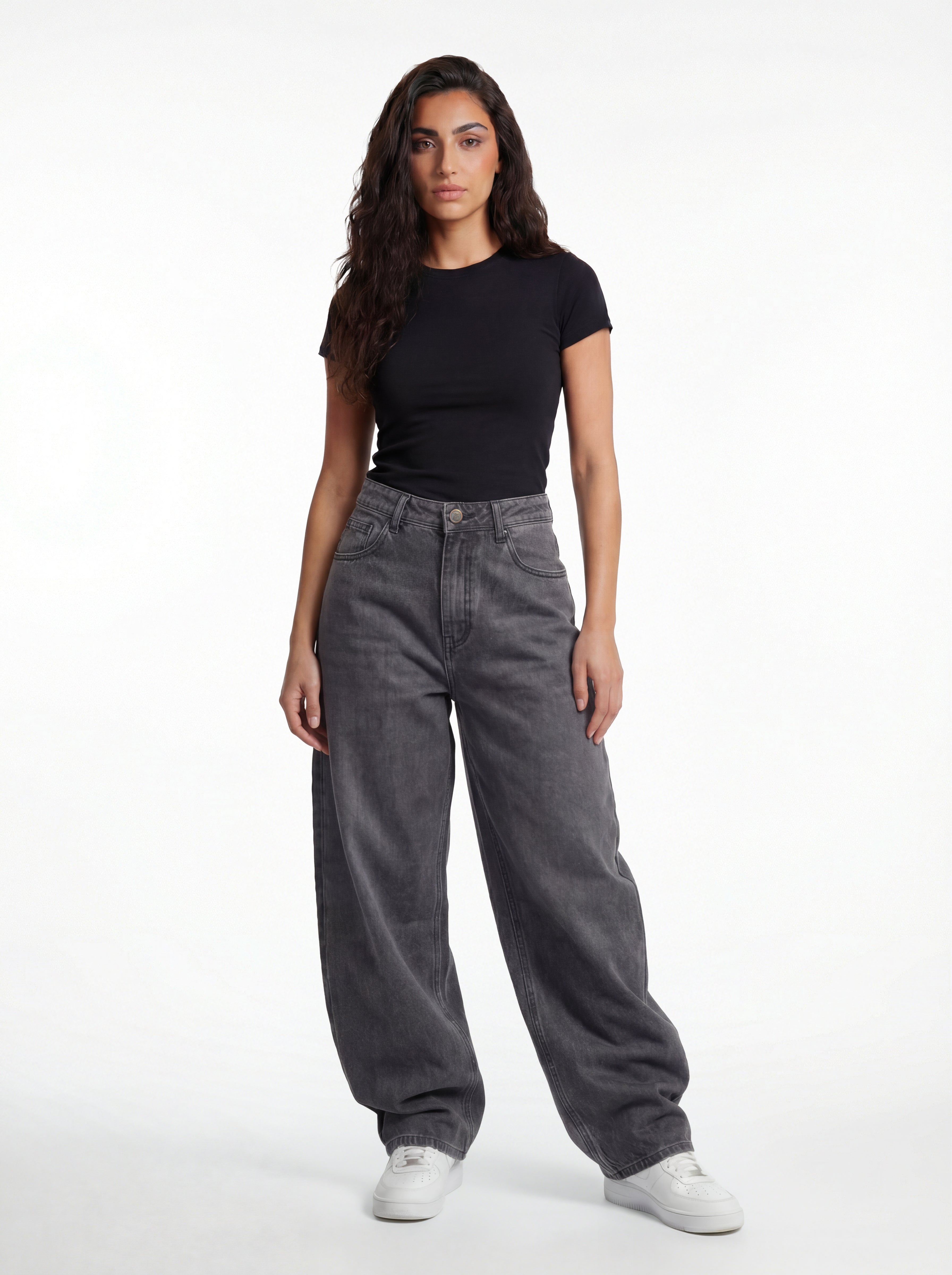 Baggy Fit Denim – Graphite Grey Stitch 1137