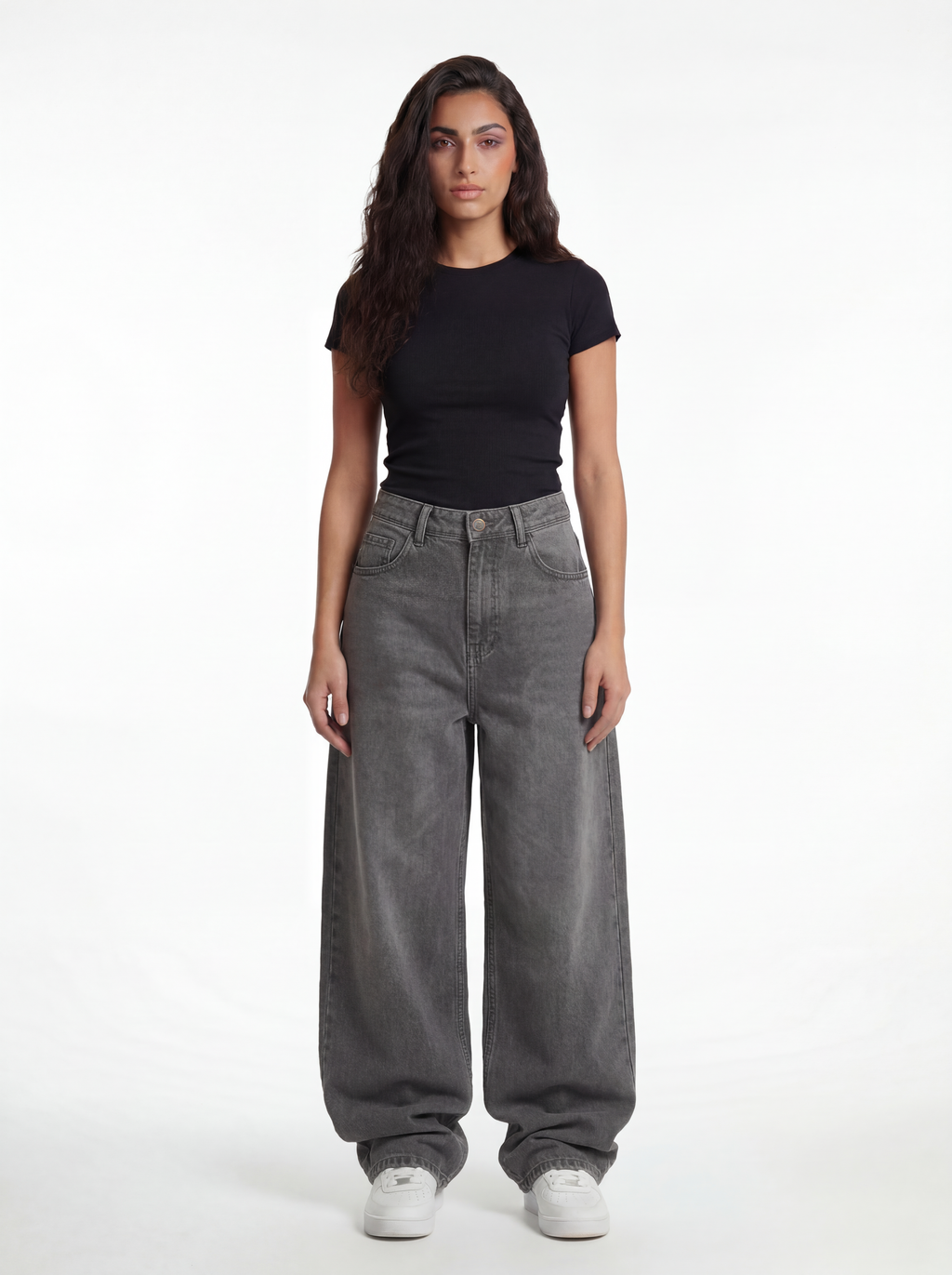 Baggy Fit Denim – Light Ash Grey Stitch 1136