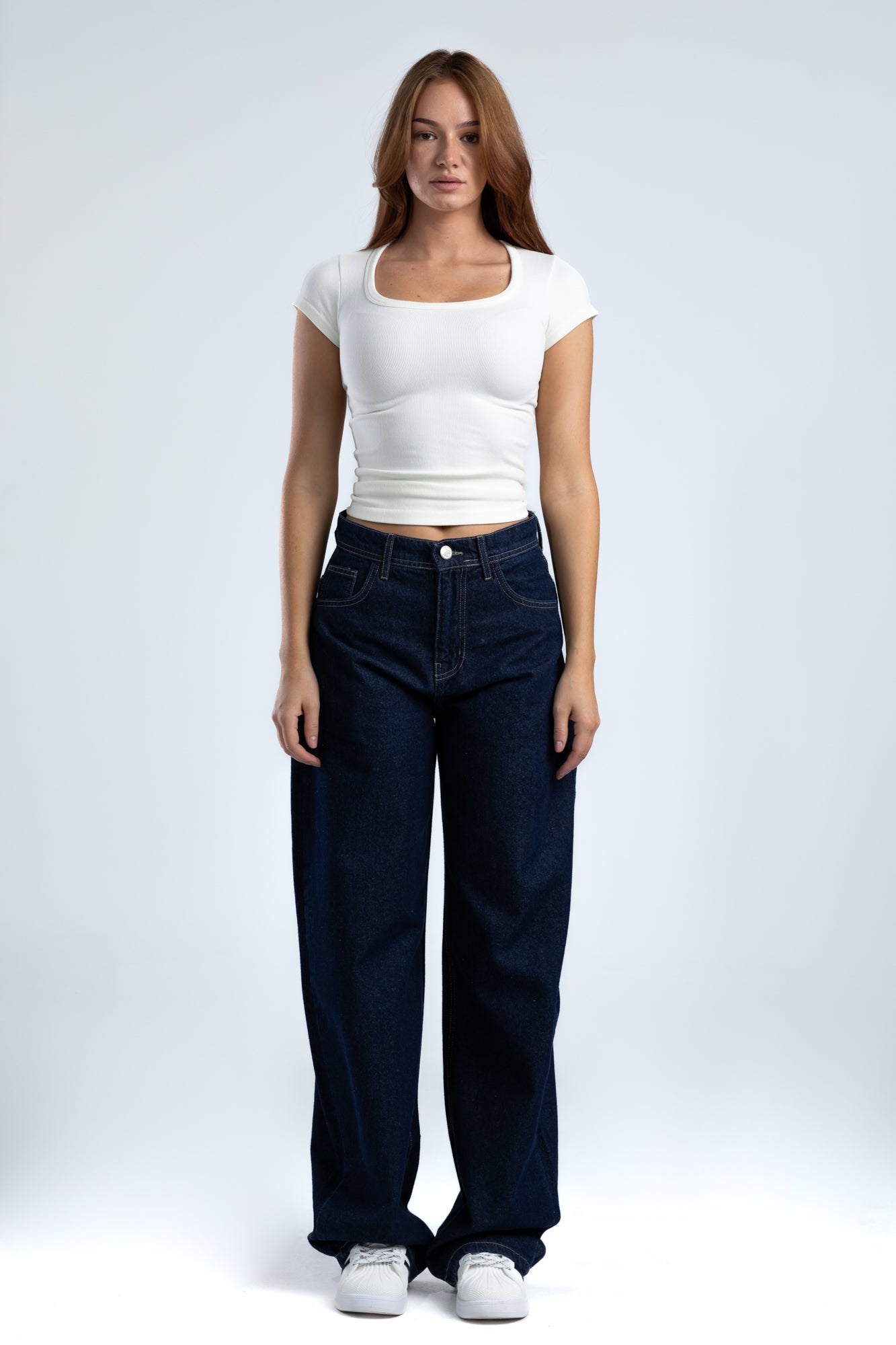 1012-Ink Blue Curve Tapered Jeans