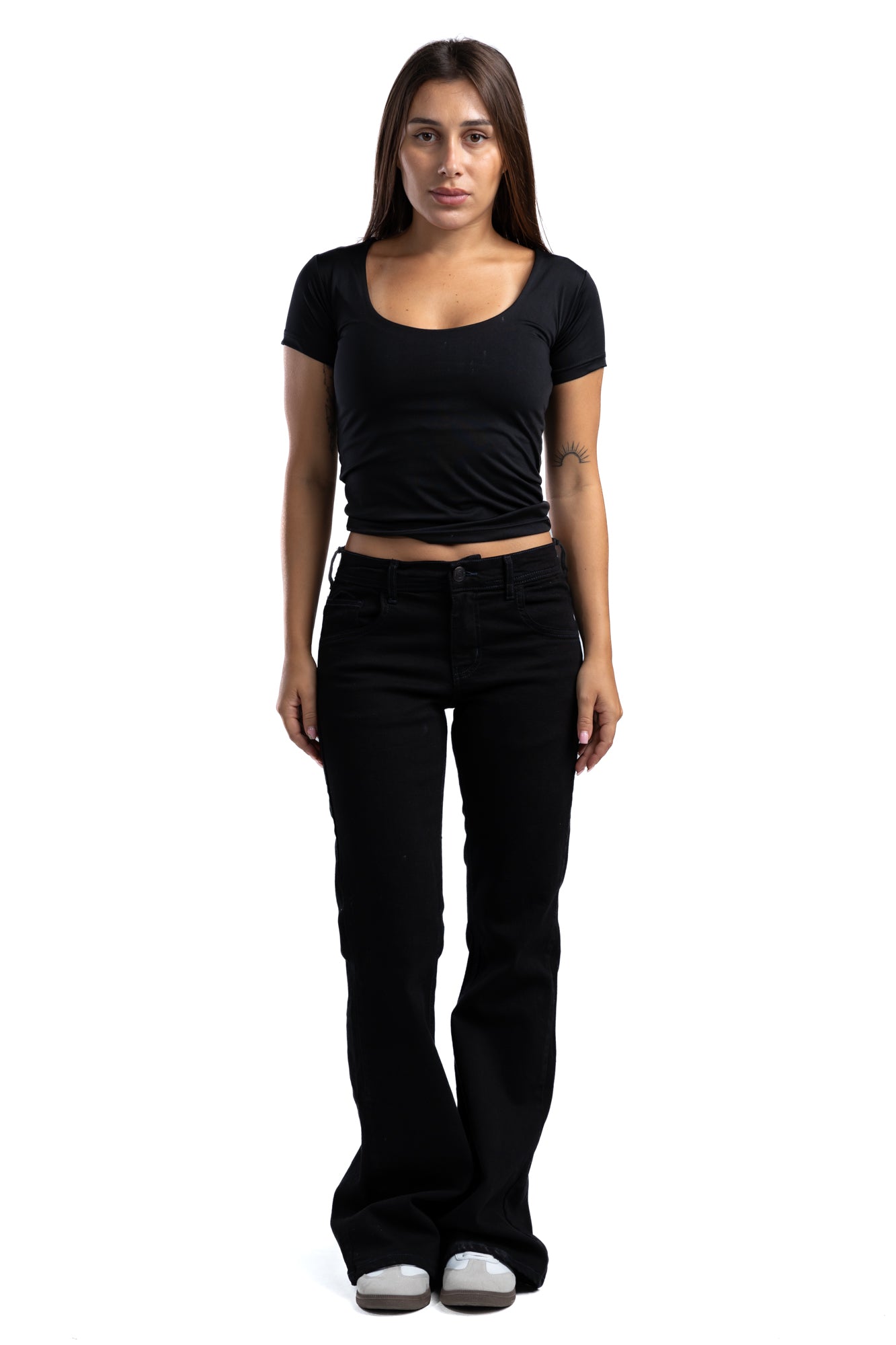 1030-Noir Flare: Navy Thread Edition – Stretch Fit · Lycra Fabric