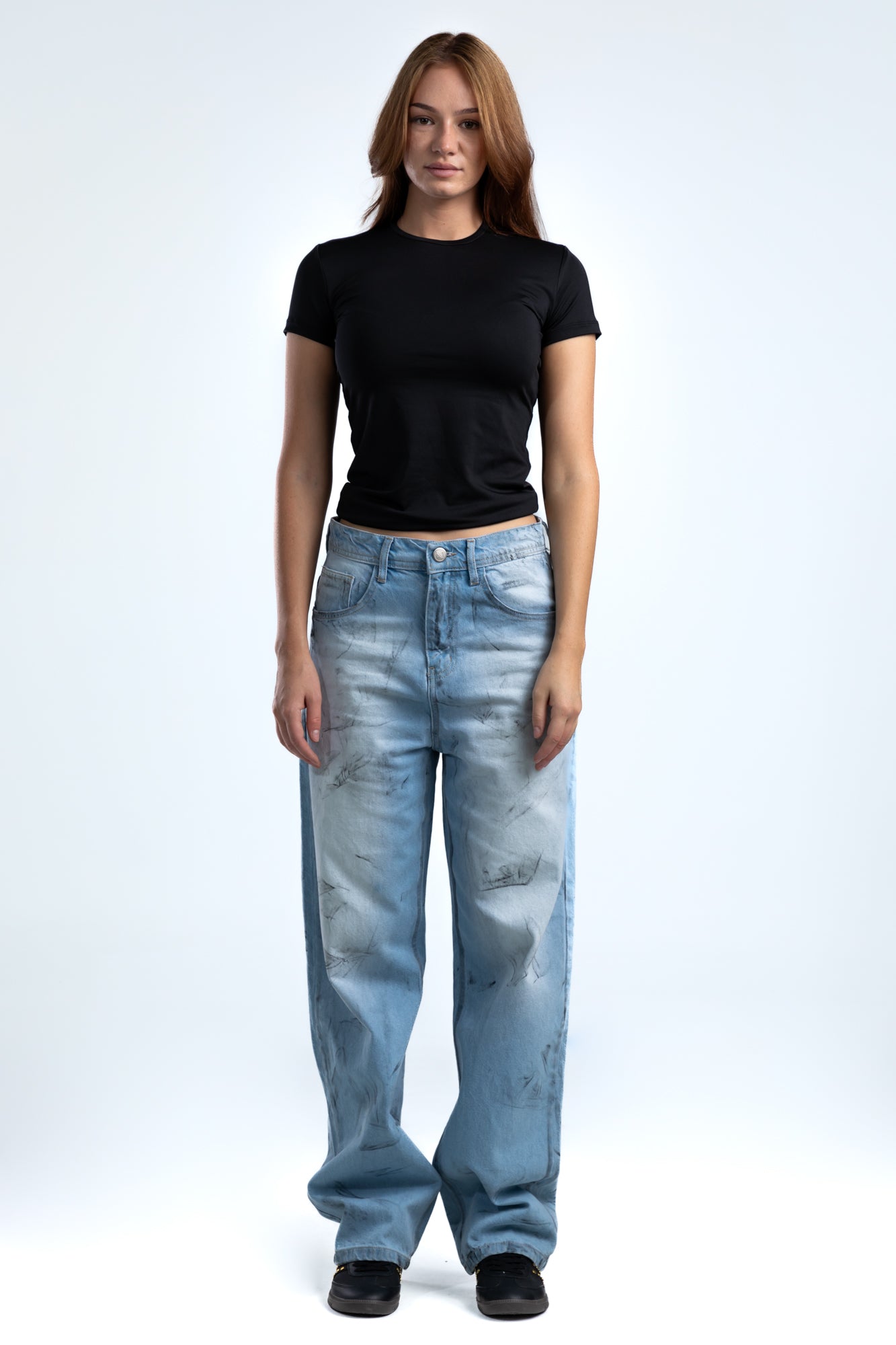 1044-Messy Scribble Relaxed Silhouette Jeans