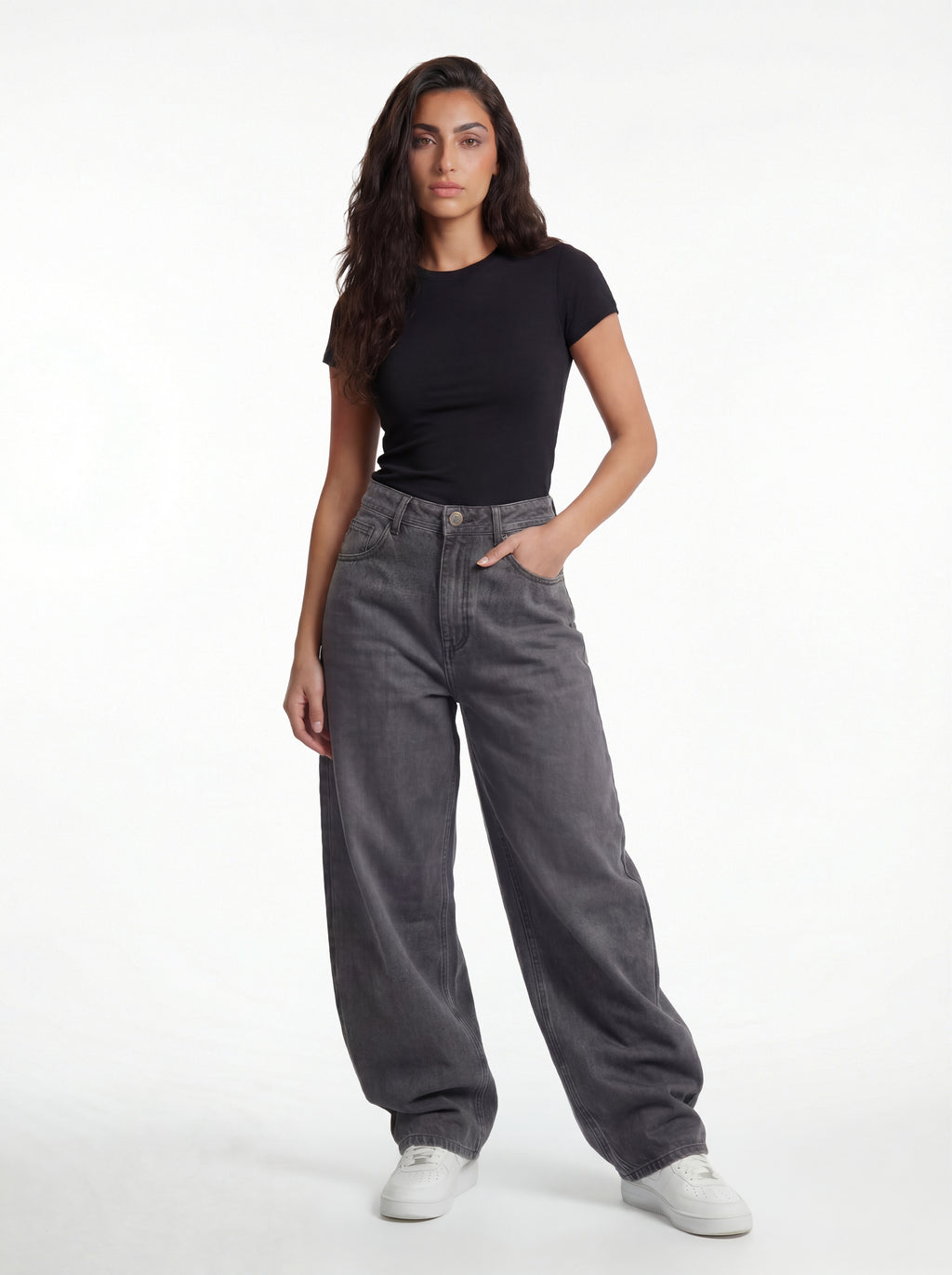 Baggy Fit Denim – Graphite Grey Stitch 1137