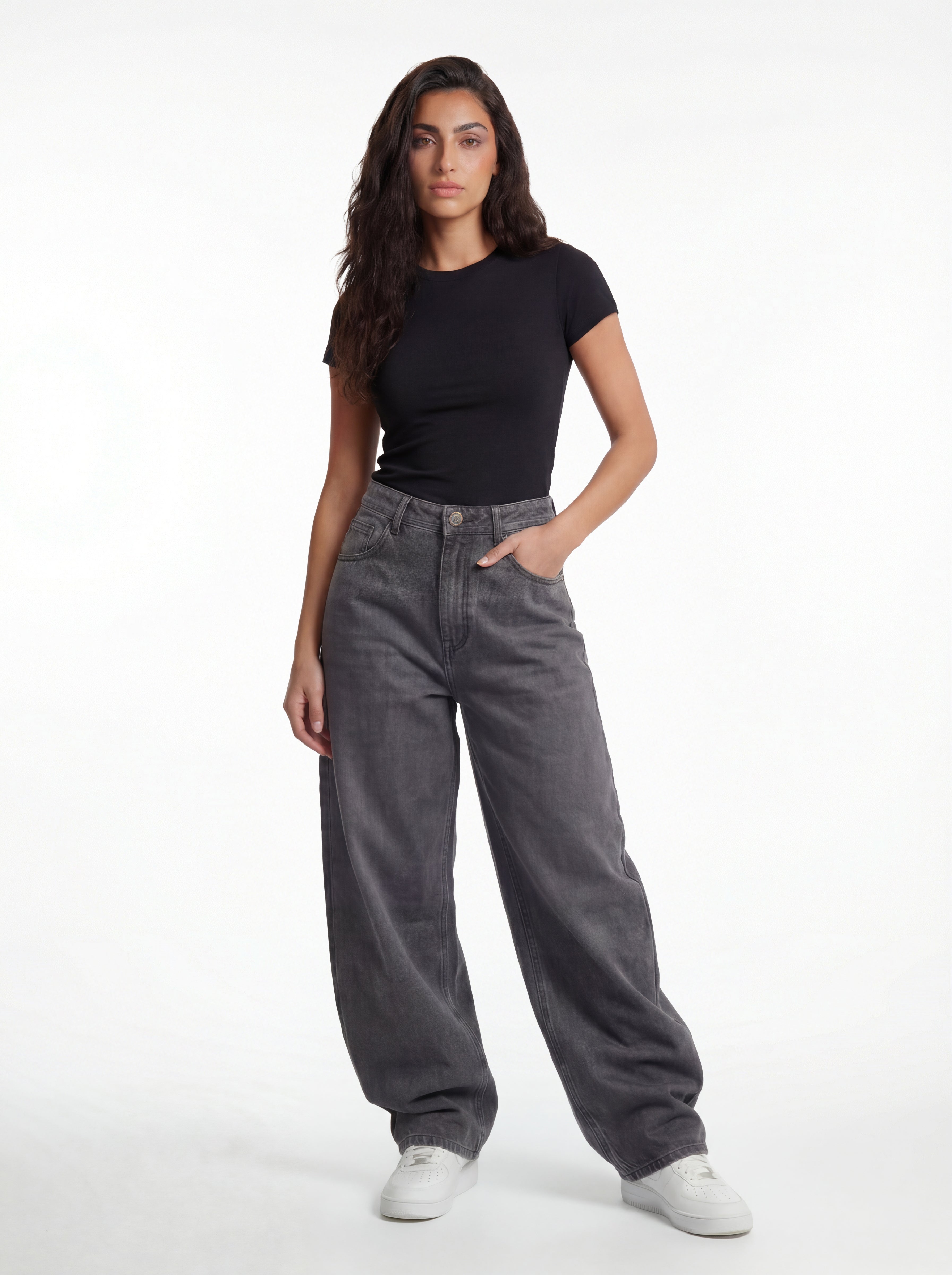 Baggy Fit Denim – Graphite Grey Stitch 1137