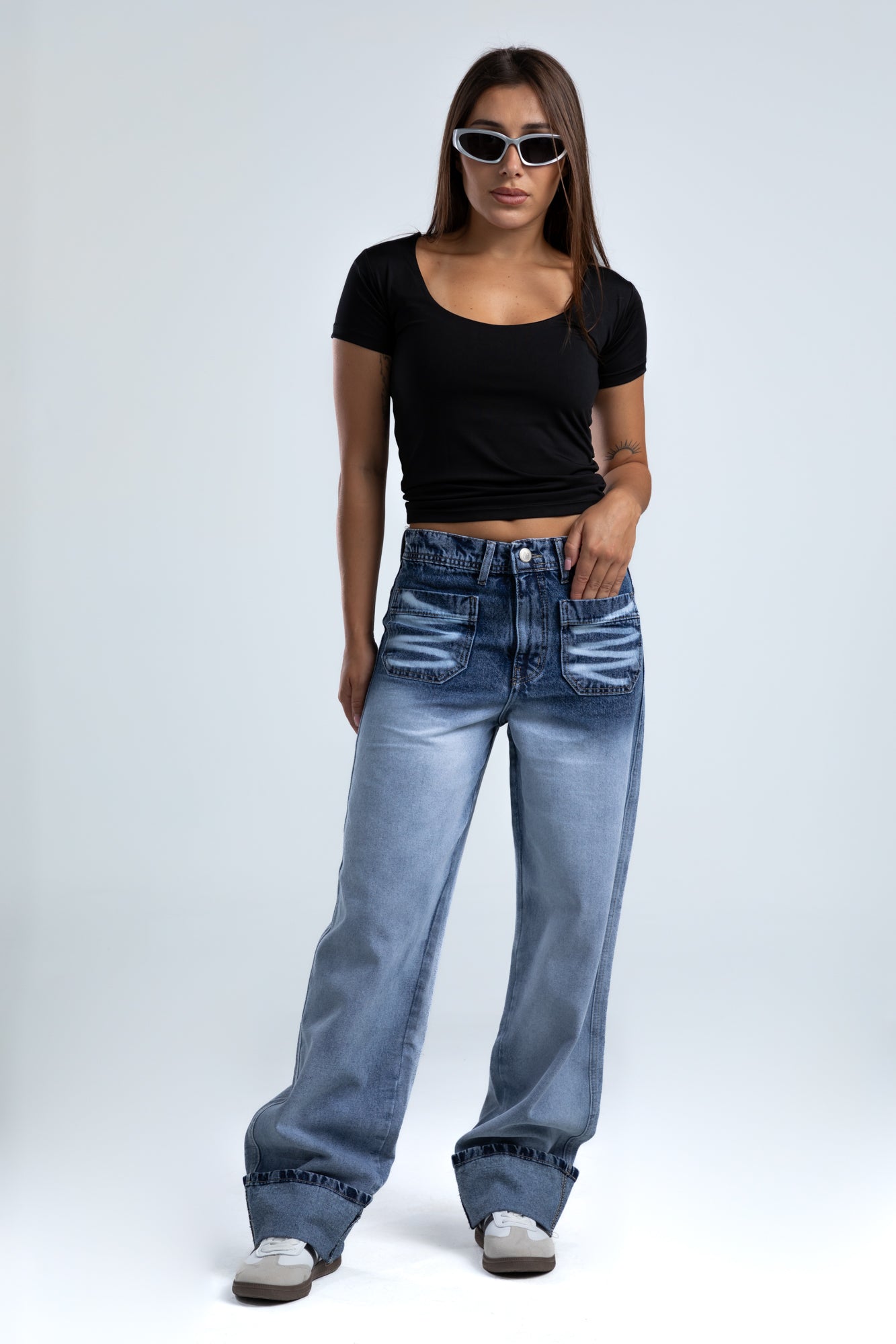 1025-Folden Hem – Ocean Tint Jeans