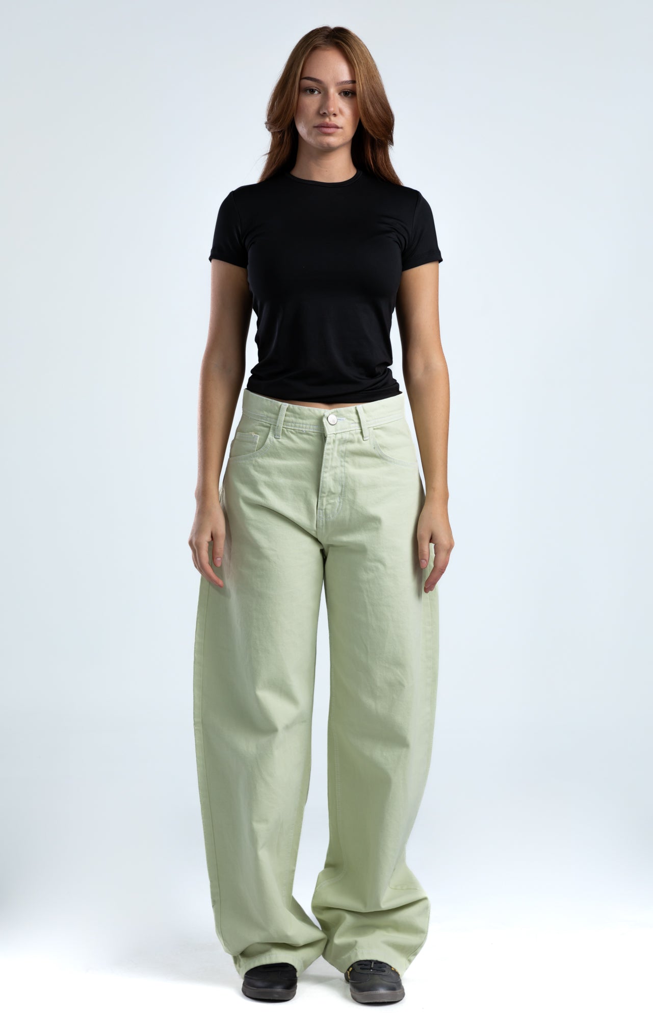 1011-Matcha Mist Curve Tapered Pants