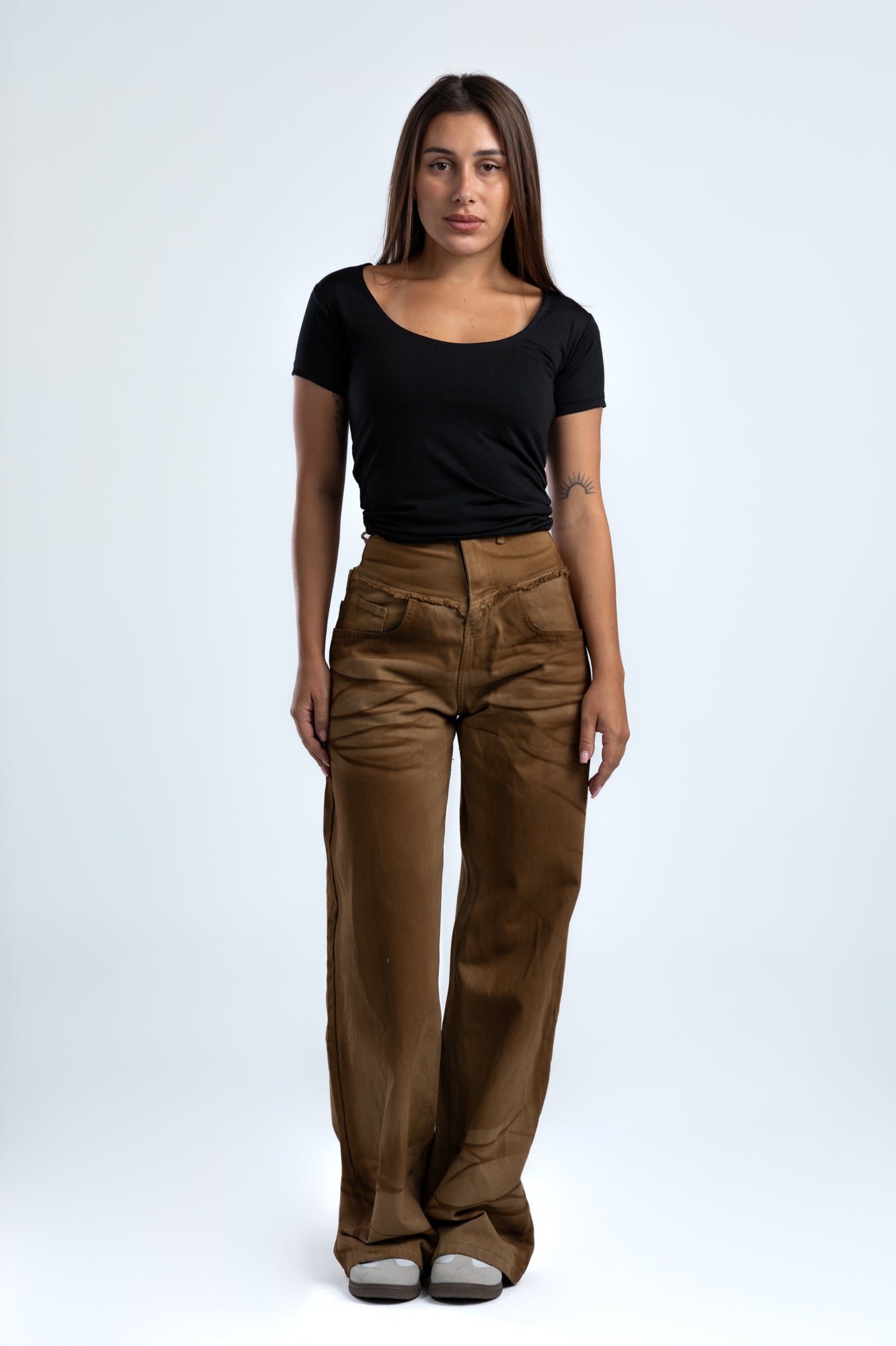 1039-Caramel Crust Soft Wide Leg Jeans