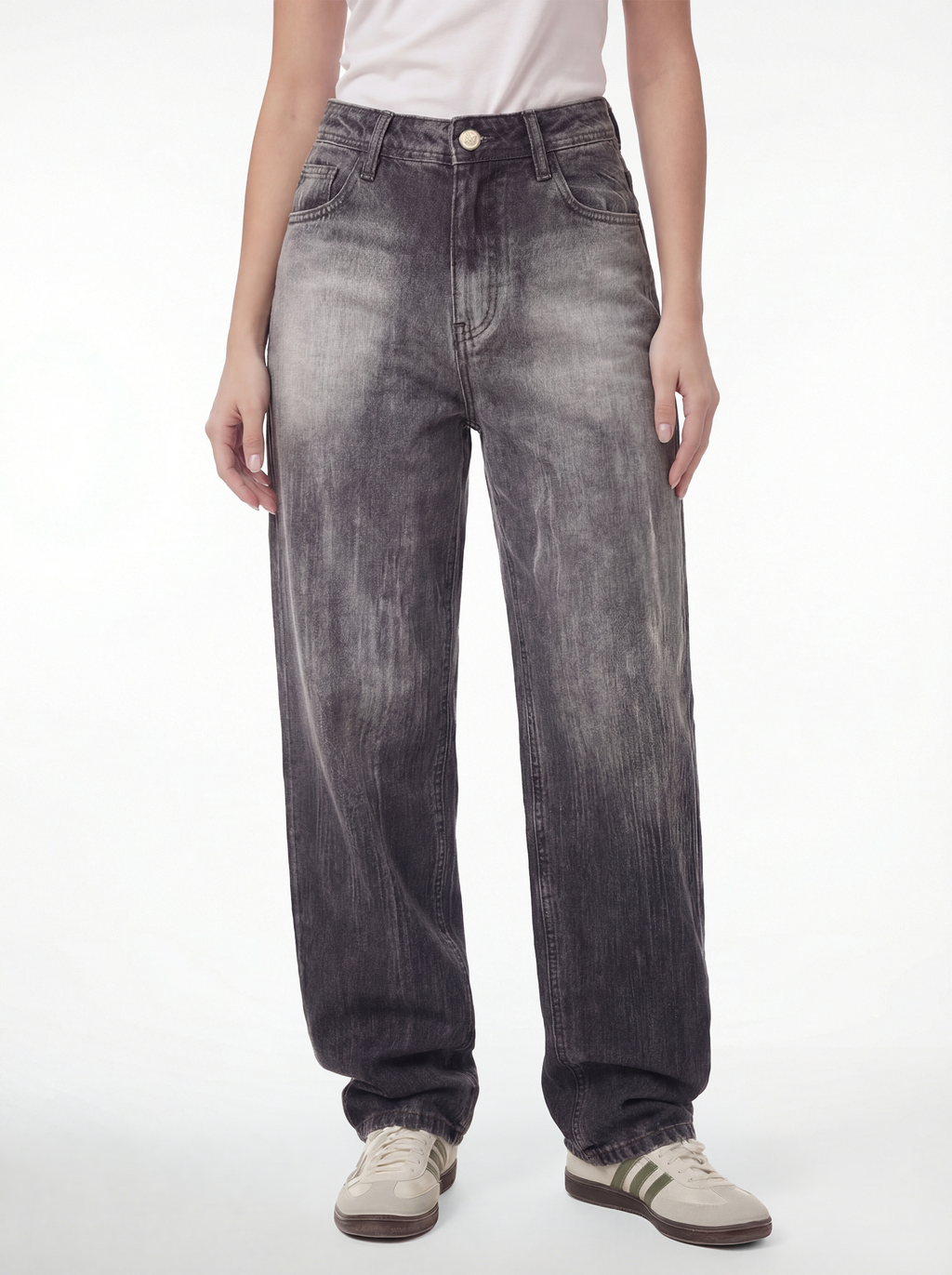 Straight Flipped Pocket — Line Spray Black Grey Stitch 1088