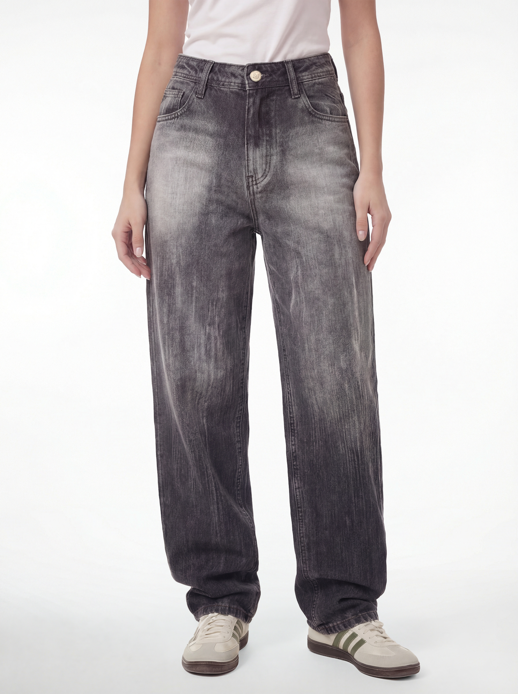 Straight Flipped Pocket — Line Spray Black Grey Stitch 1088
