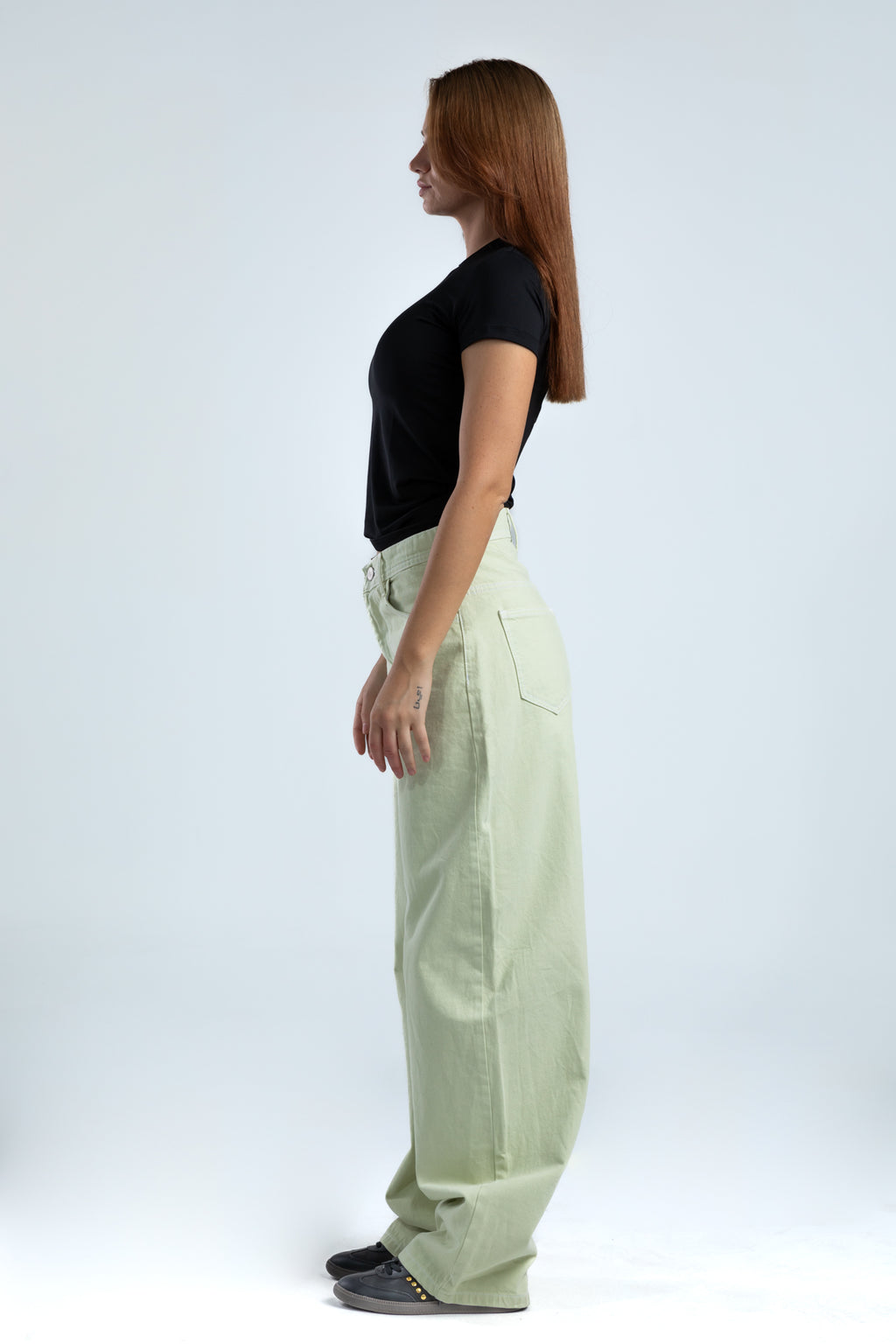 1011-Matcha Mist Curve Tapered Pants