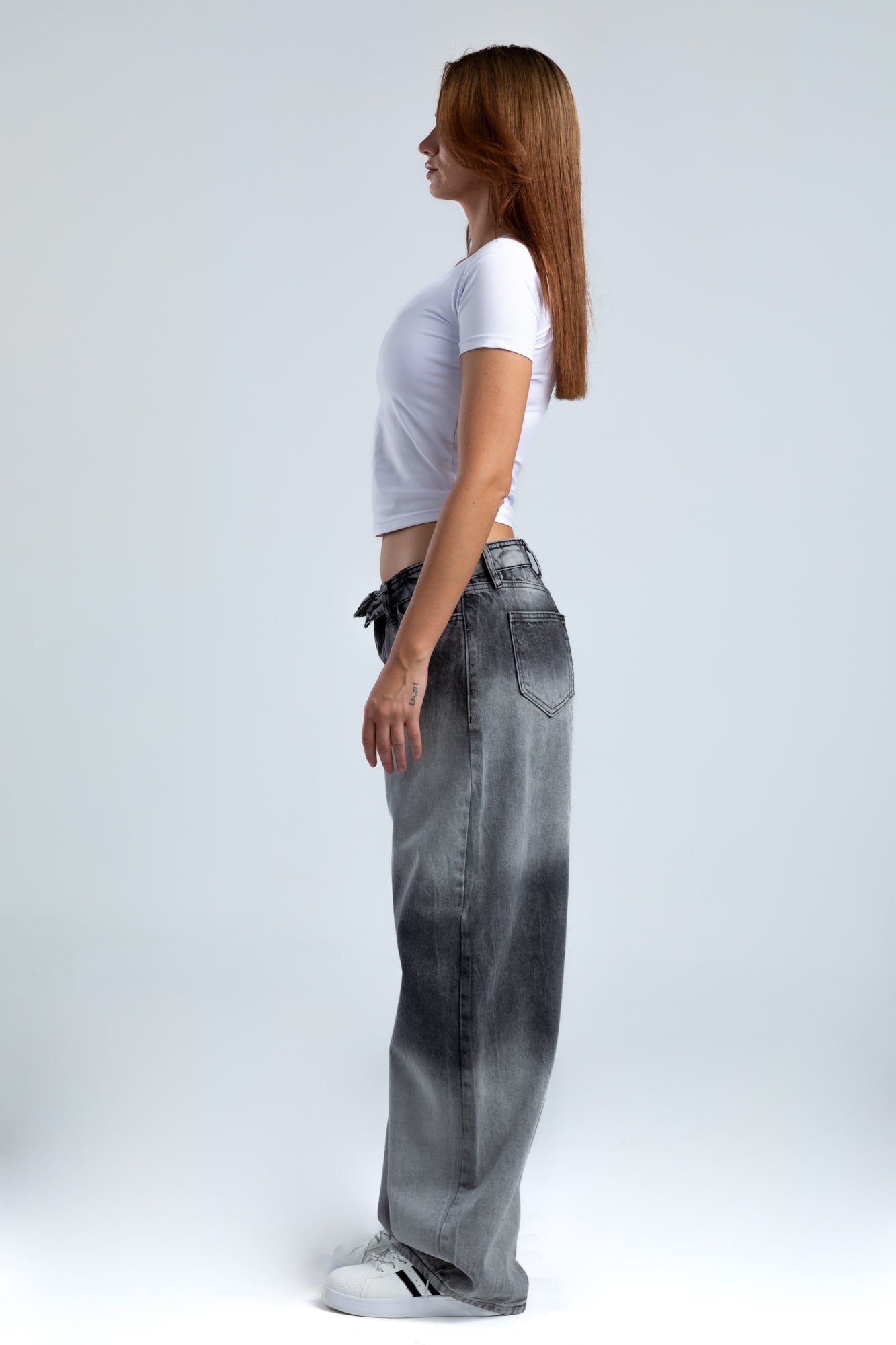 1021-Grey Slay Waist Rewind Tapered Jeans