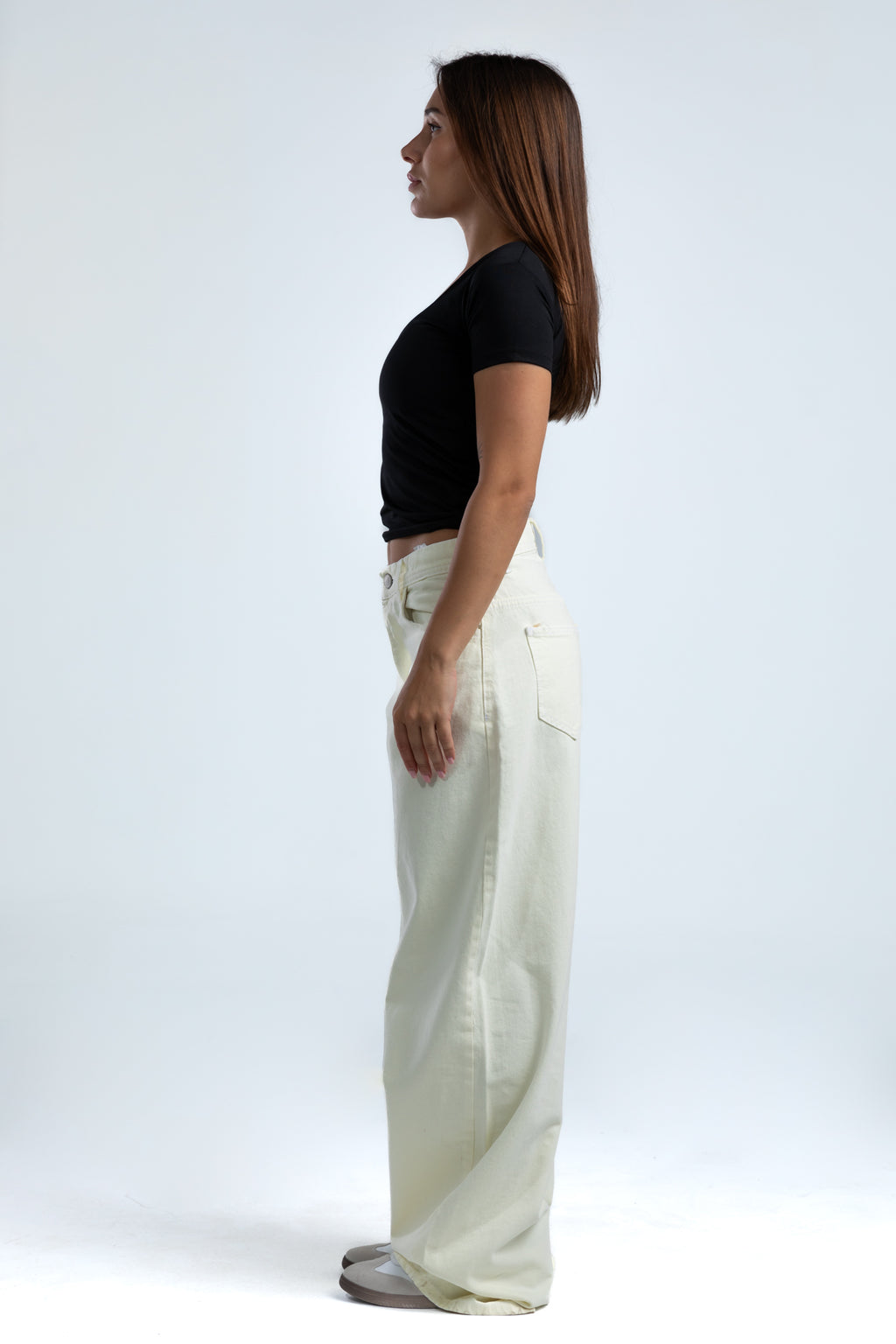 1010-Butter Yellow Curve Tapered Pants