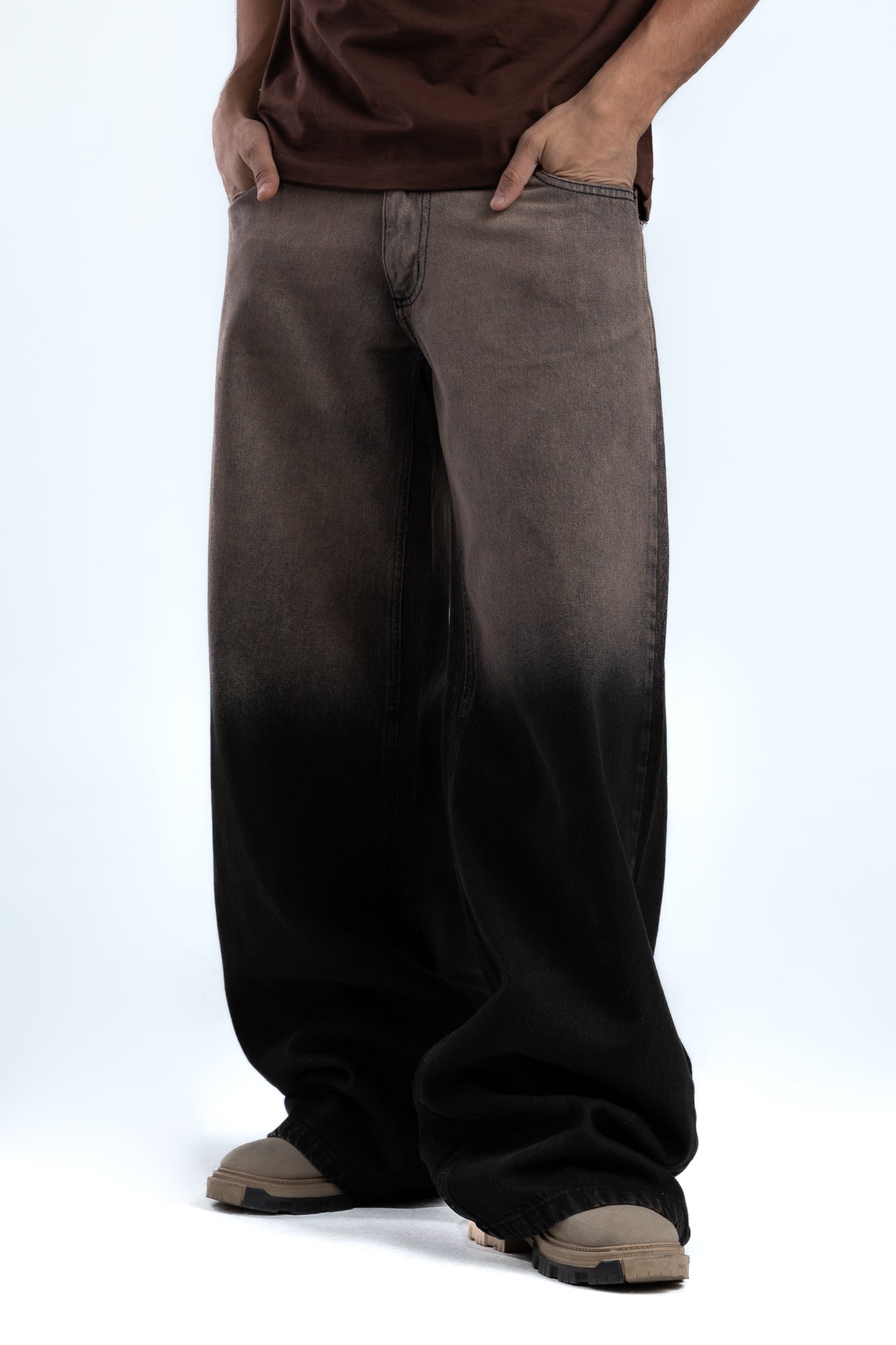 1037-Gradient Cocoa Ash Low Rise Jeans