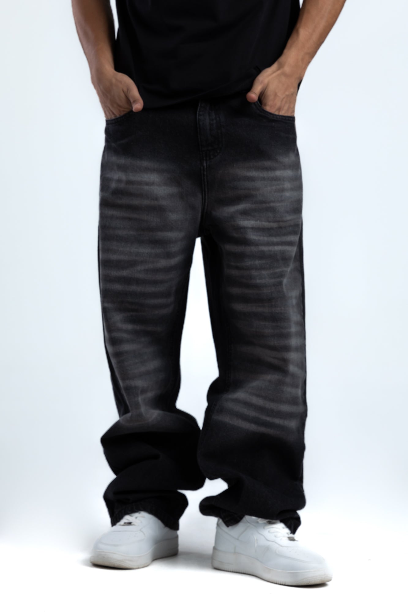 1059-Dark Static Relaxed Silhouette Jeans