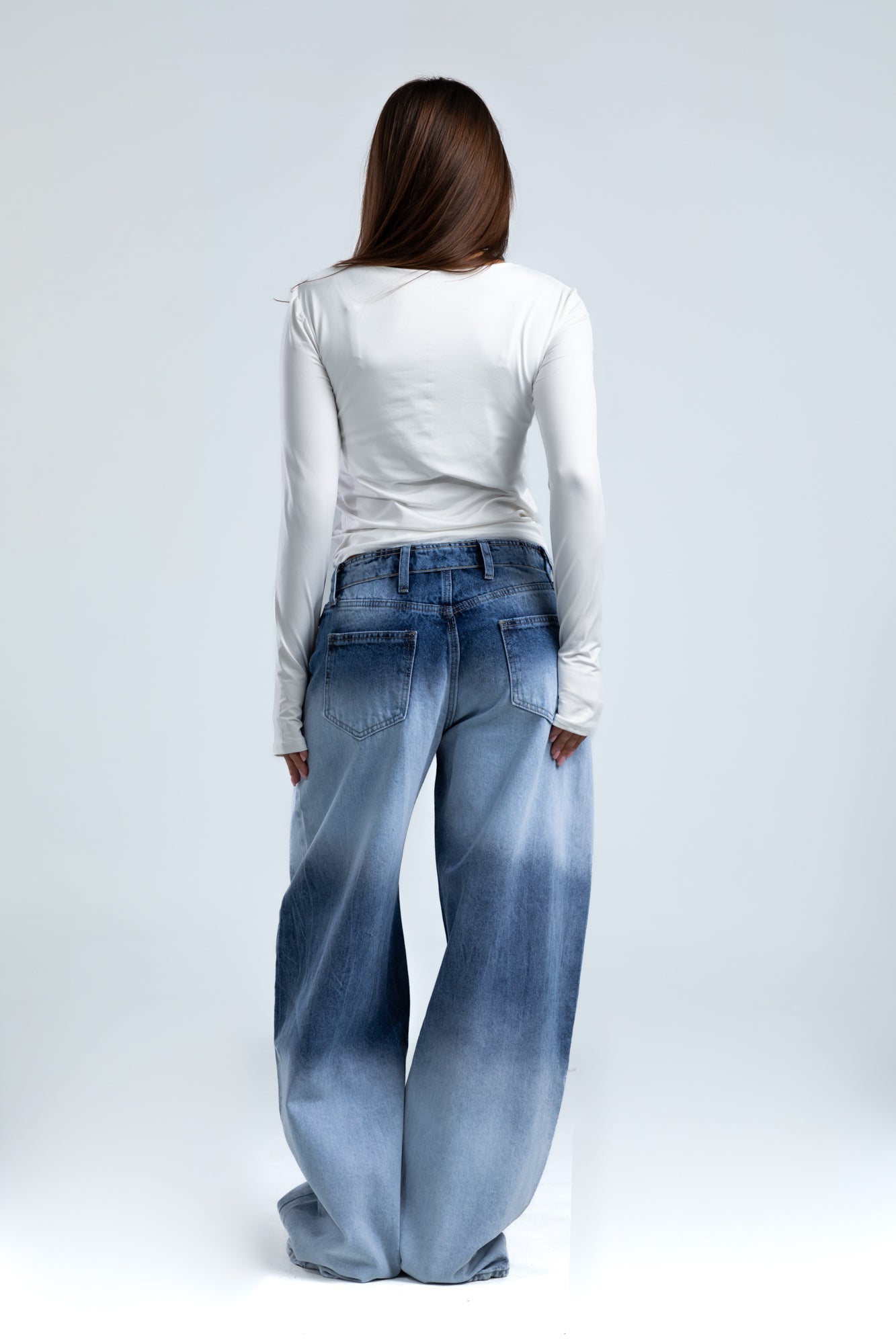 1022-Frost Fade Waist Rewind Tapered Jeans