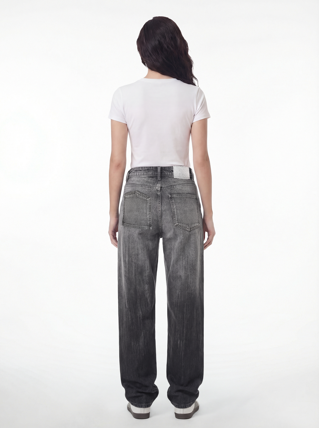 Straight Flipped Pocket — Line Spray Black Grey Stitch 1088