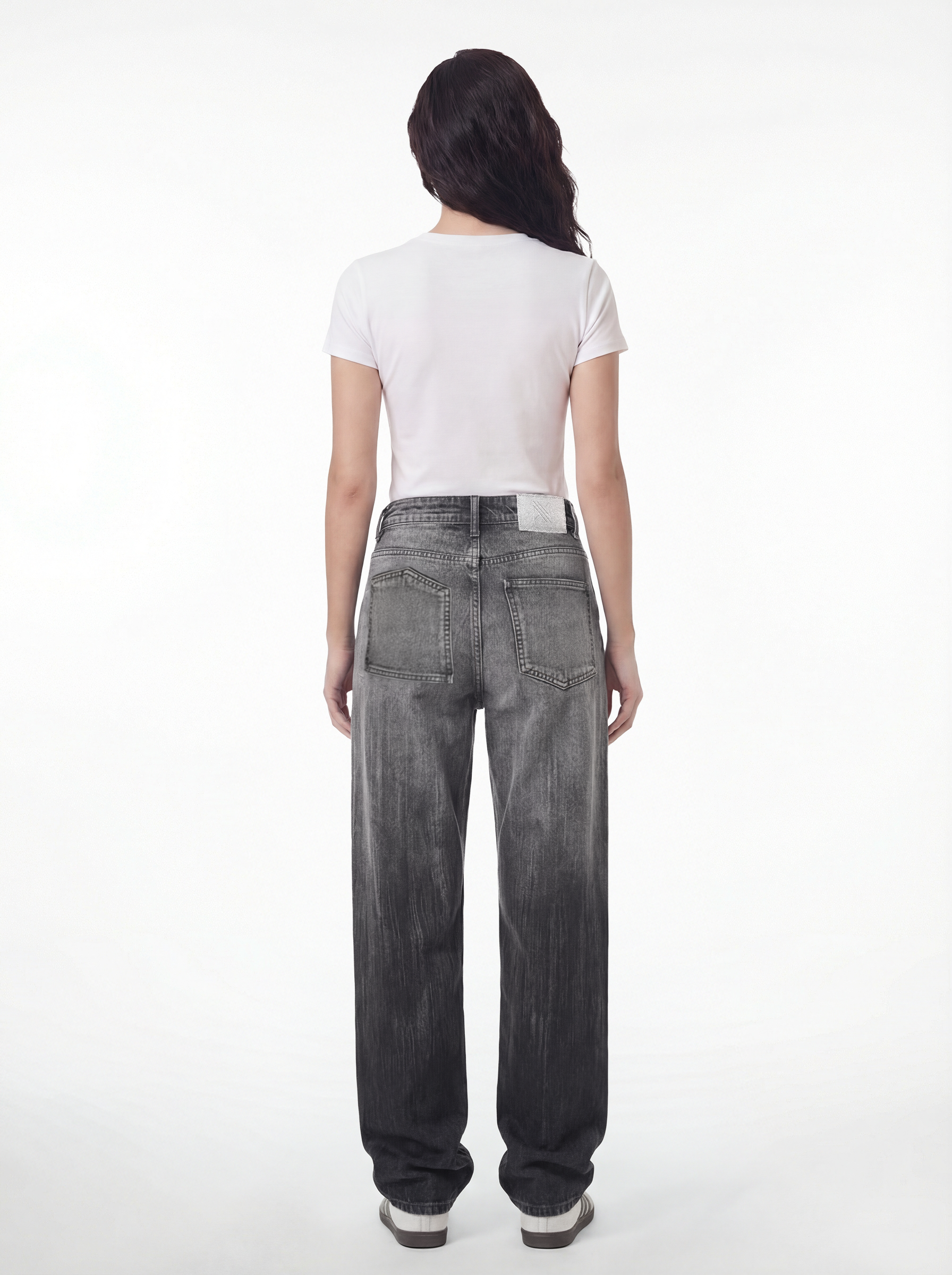 Straight Flipped Pocket — Line Spray Black Grey Stitch 1088