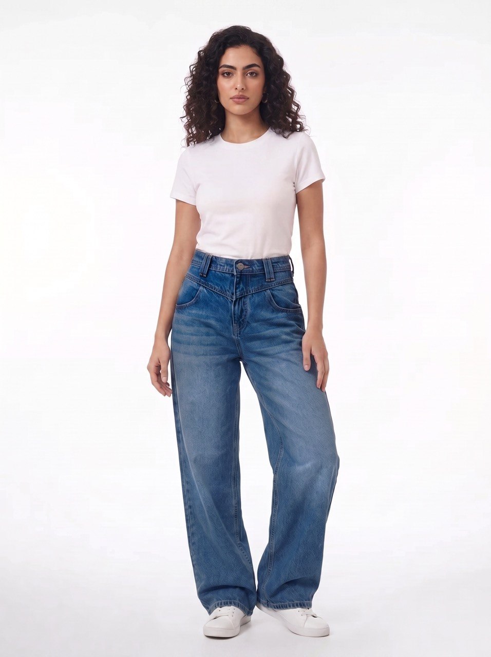 V-drop deep blue jeans