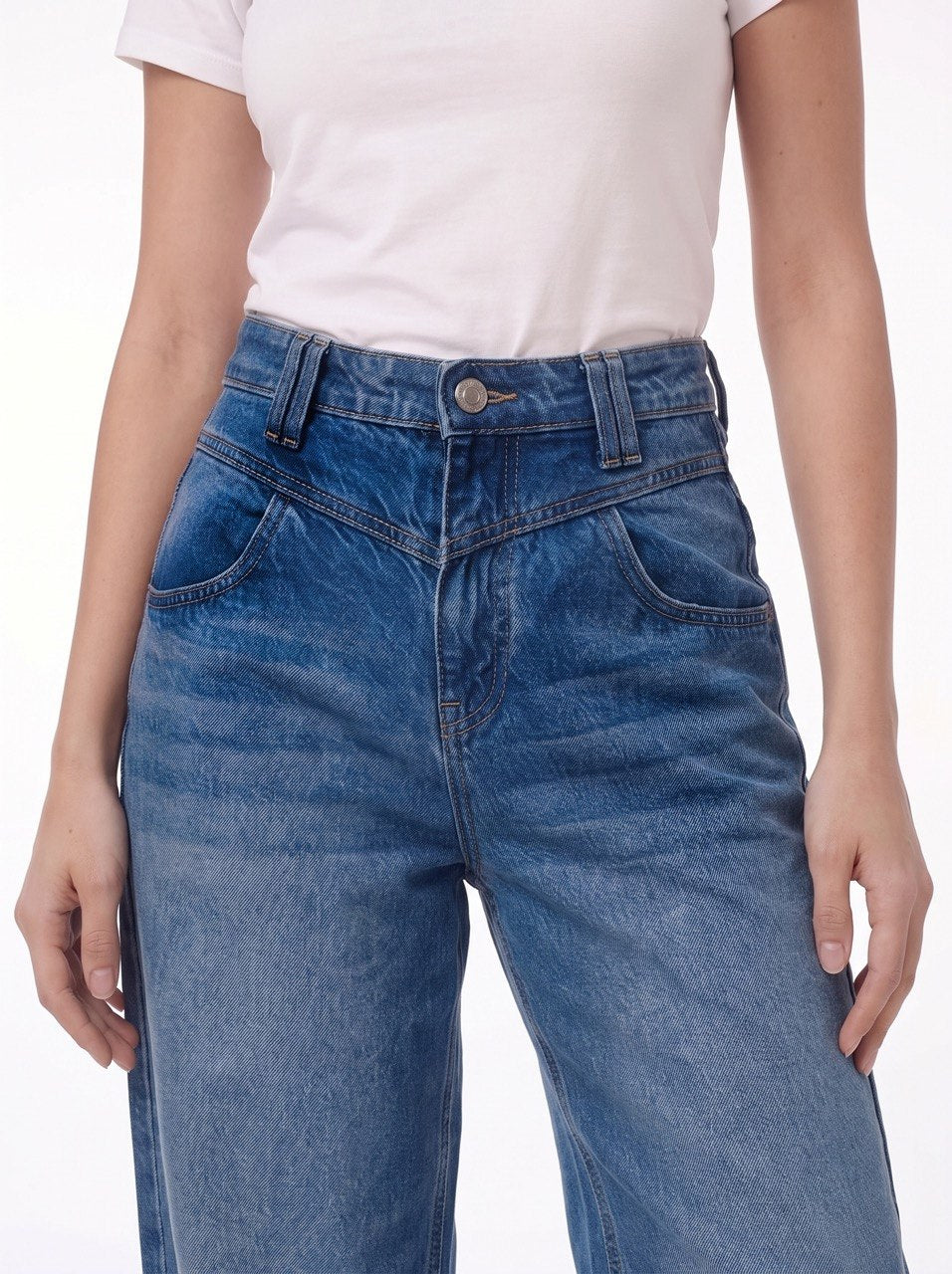 V-drop deep blue jeans
