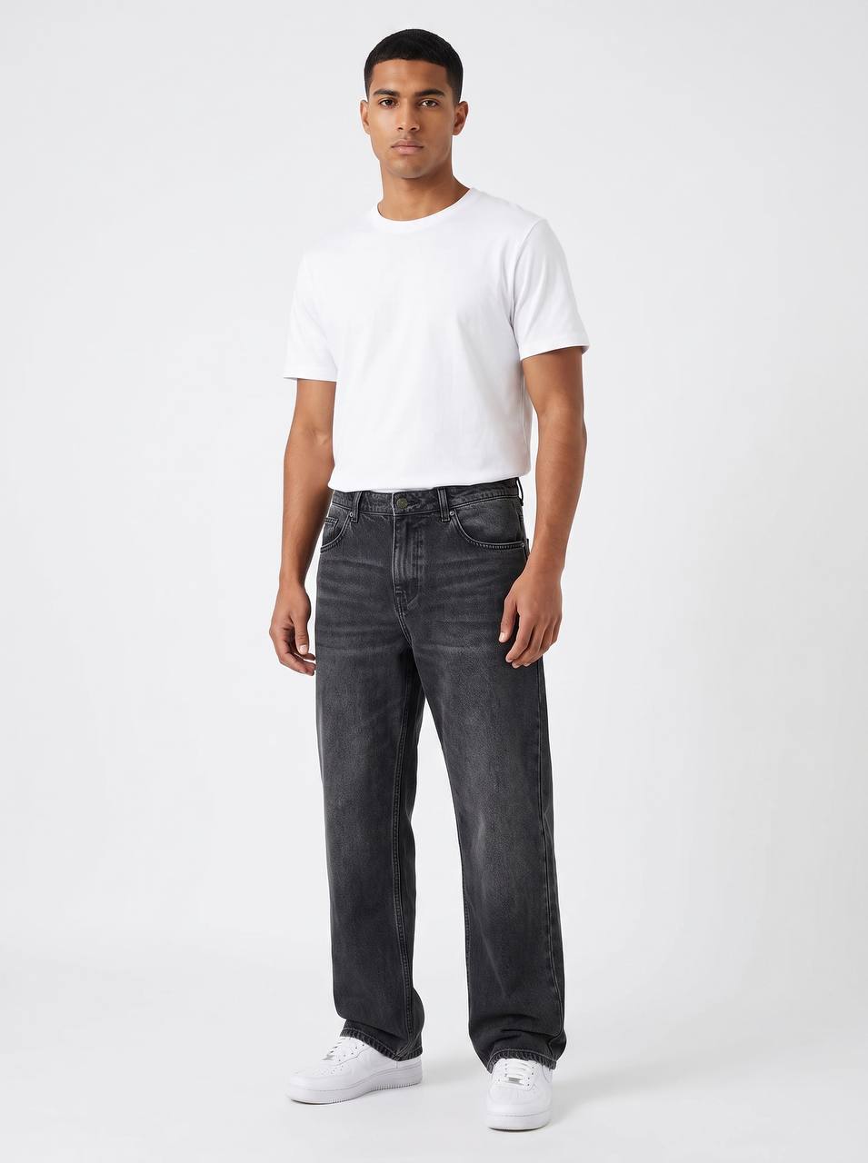 Wide leg charcoal jeans