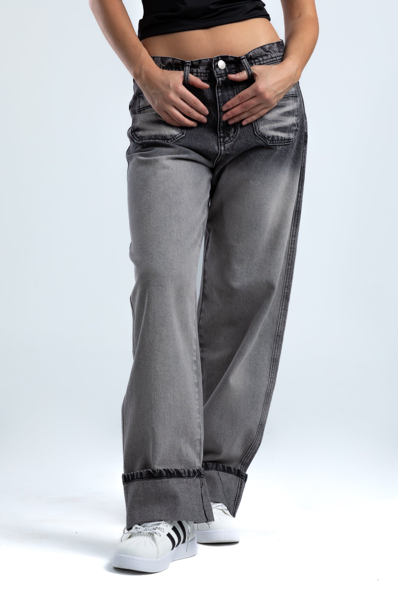 1026-Folded Hem – Smoke Fade Jeans