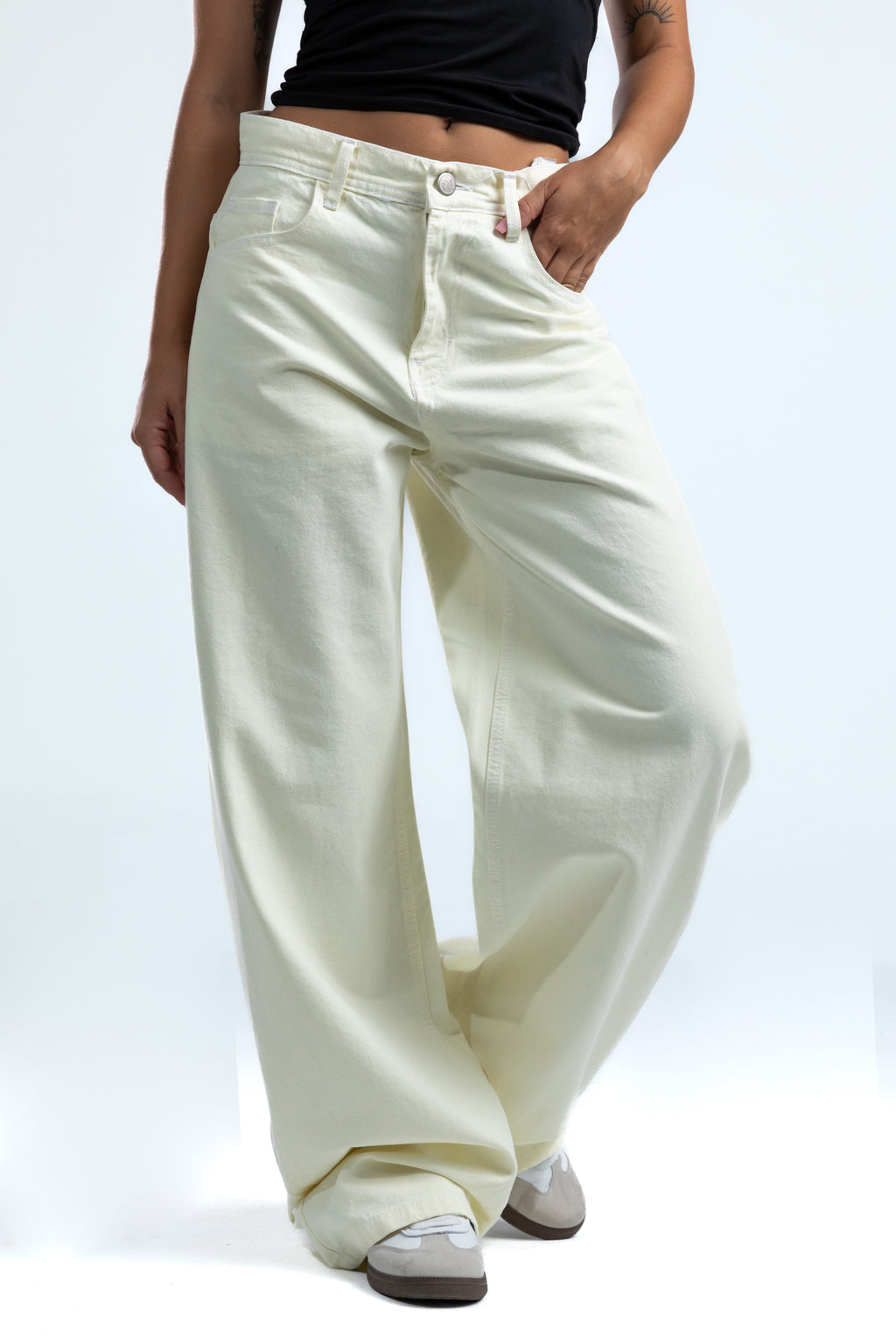 1010-Butter Yellow Curve Tapered Pants