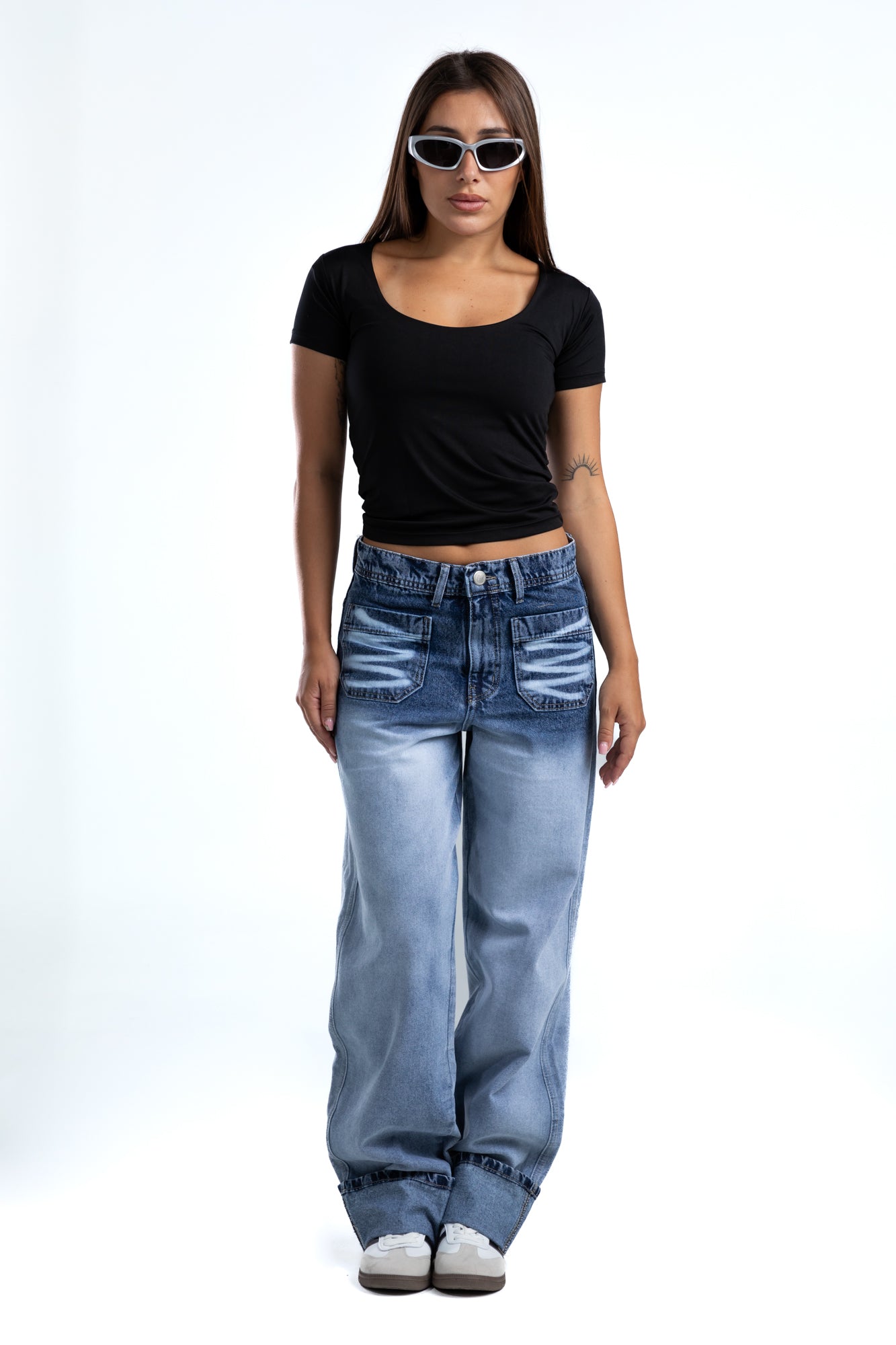 1025-Folden Hem – Ocean Tint Jeans