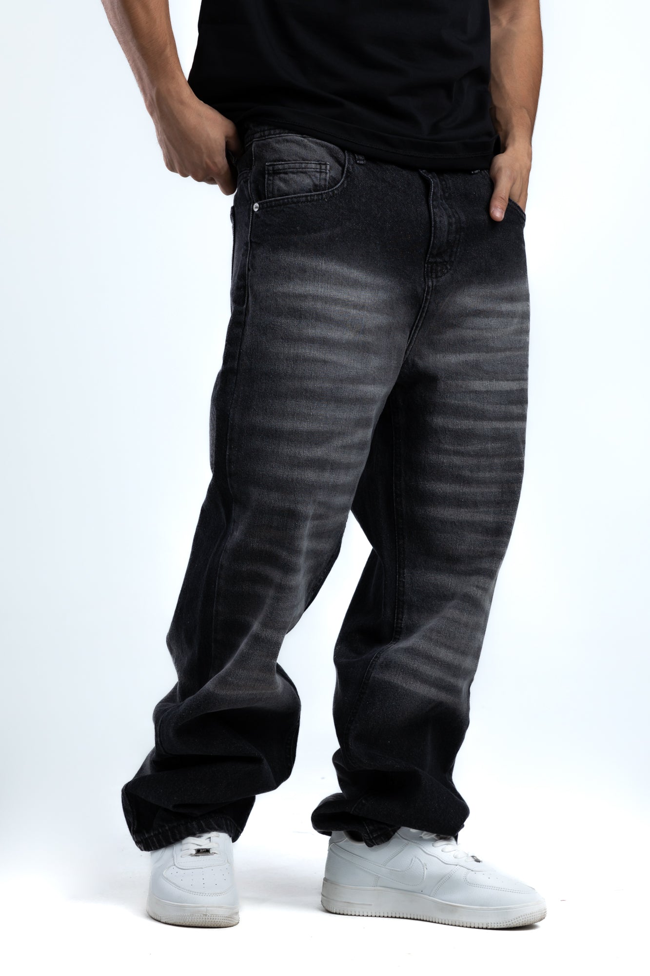 1059-Dark Static Relaxed Silhouette Jeans