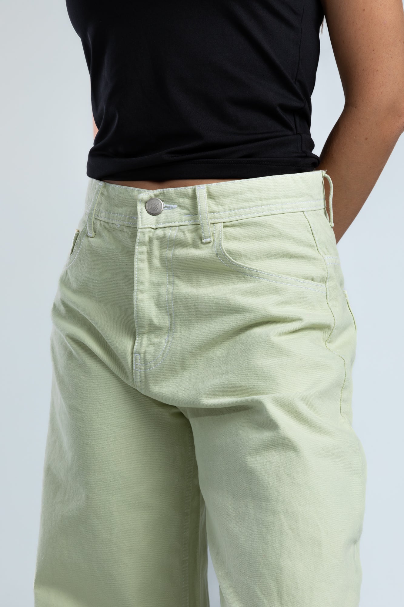 1011-Matcha Mist Curve Tapered Pants