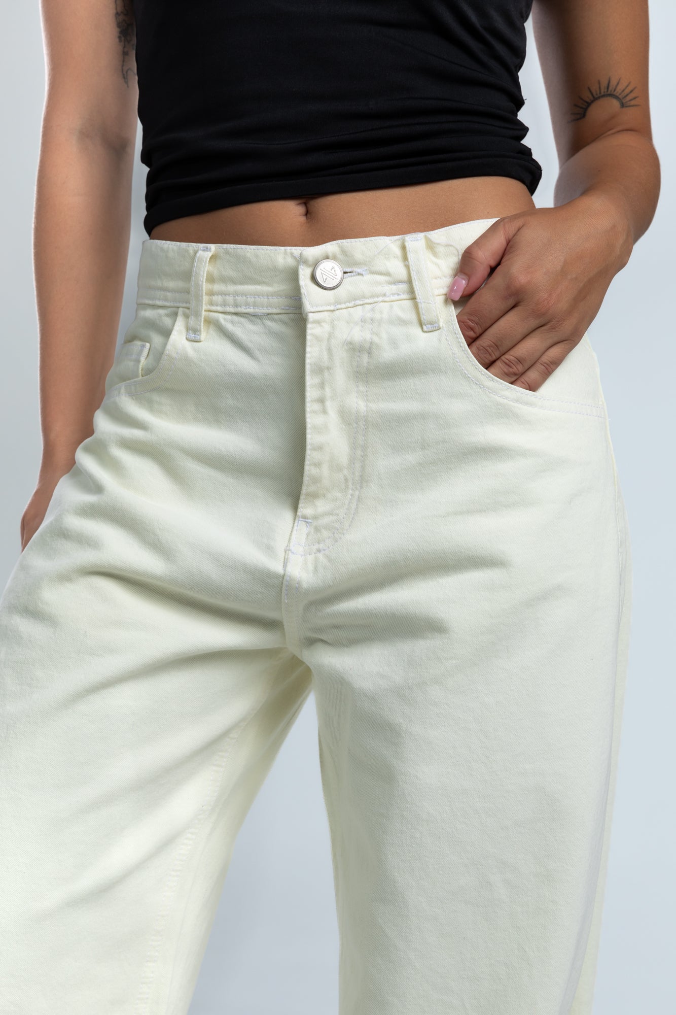 1010-Butter Yellow Curve Tapered Pants