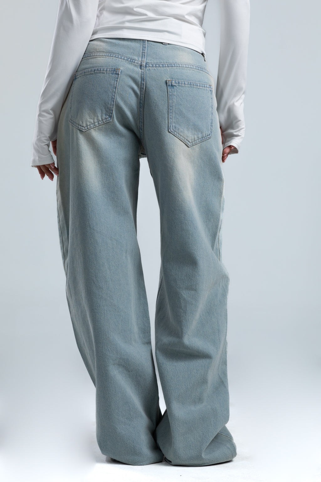 1004-Dusty Blue Curve Tapered Jeans
