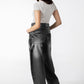 High-Waisted Balloon-cut Contrast Denim Jeans in Grey