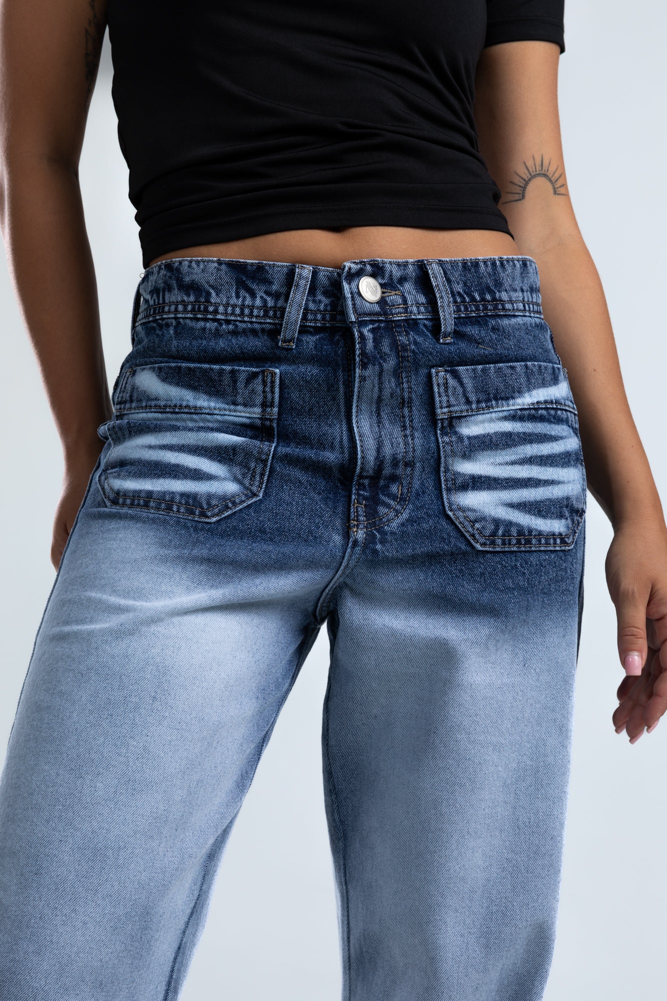 1025-Folden Hem – Ocean Tint Jeans