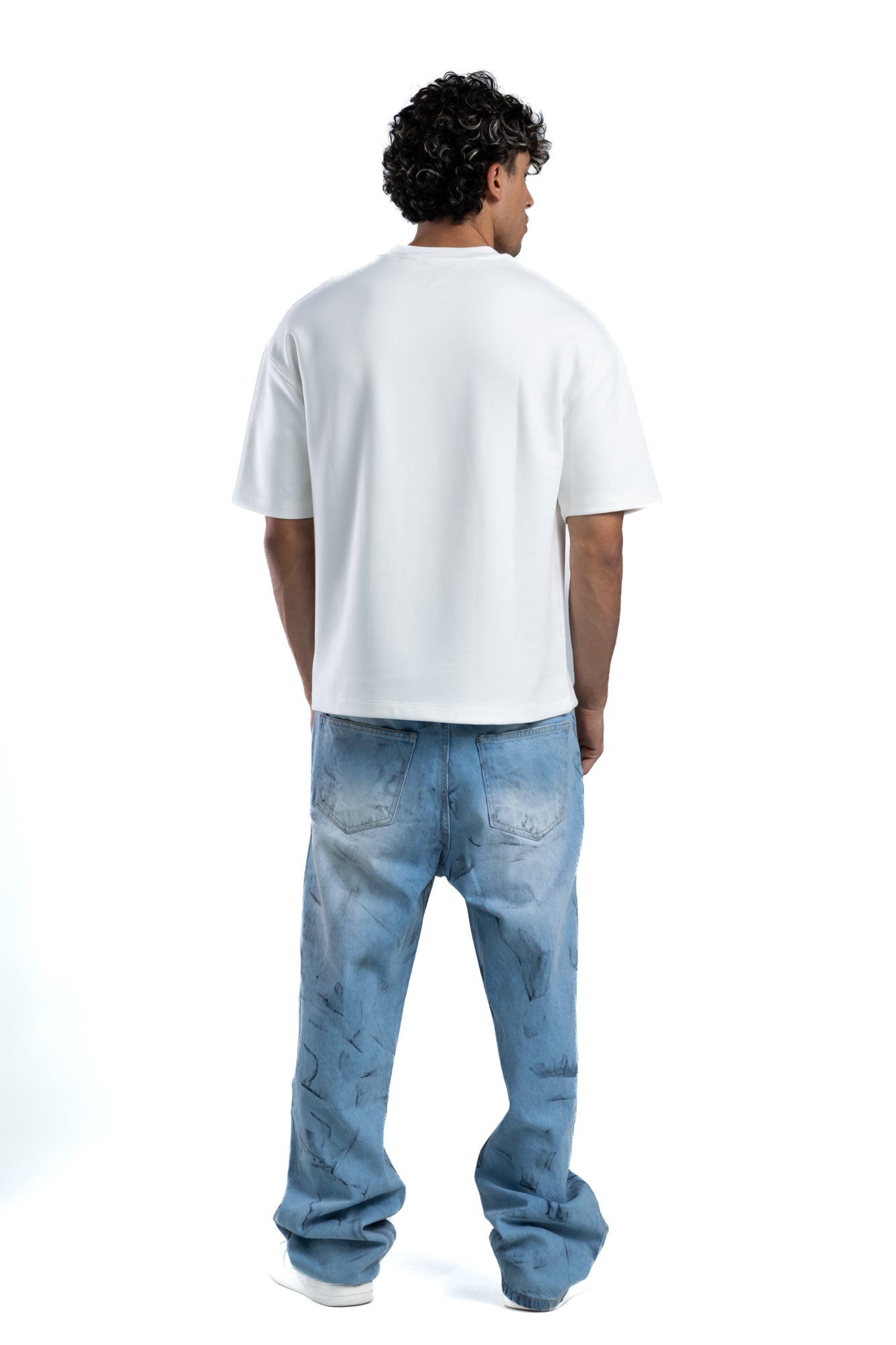 1044-Messy Scribble Relaxed Silhouette Jeans