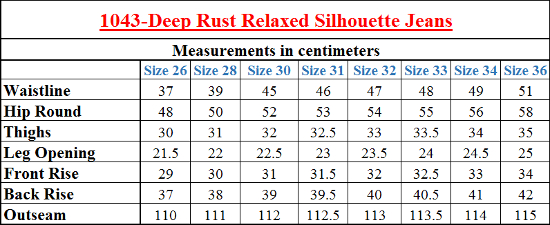1043-Deep Rust Relaxed Silhouette Jeans