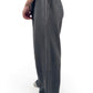 Charcoal Grey Melton Wide-Leg Pants