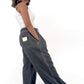 Charcoal Grey Melton Wide-Leg Pants