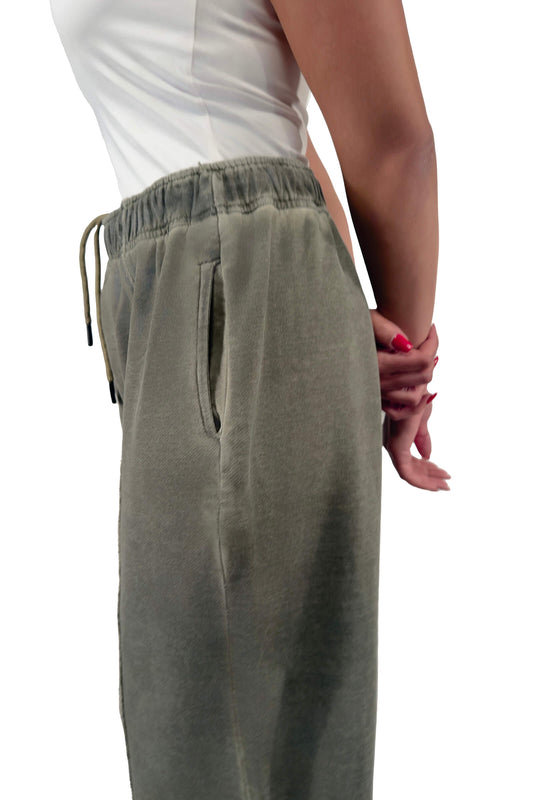 Olive Melton Relaxed Fit Pants