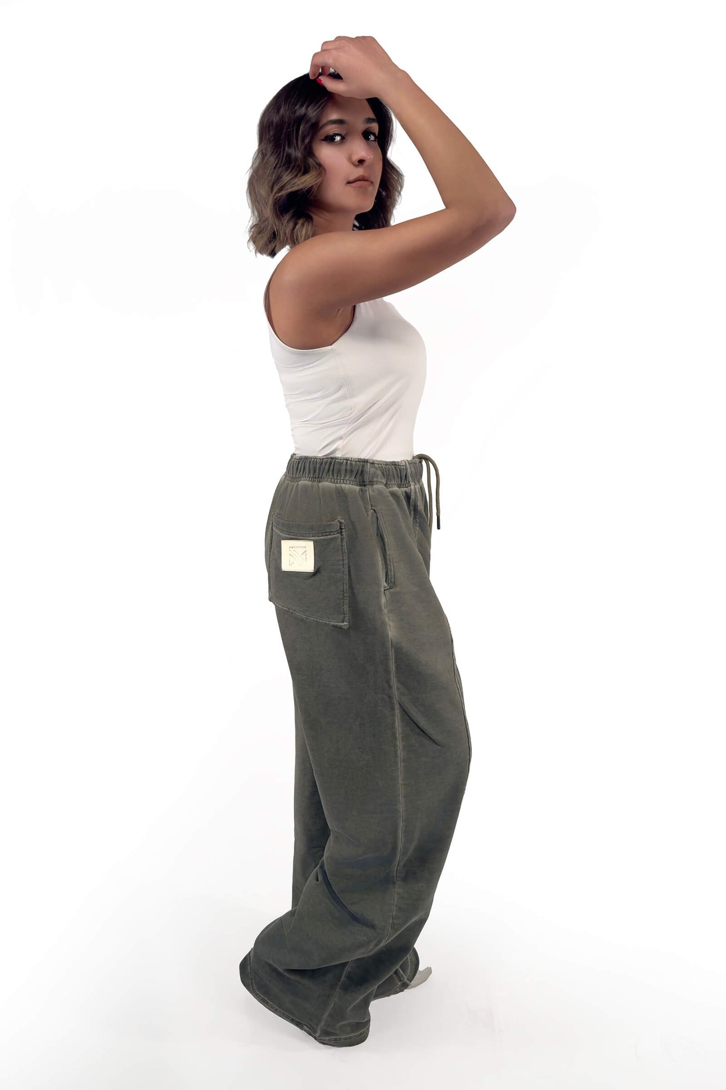 Olive Melton Relaxed Fit Pants