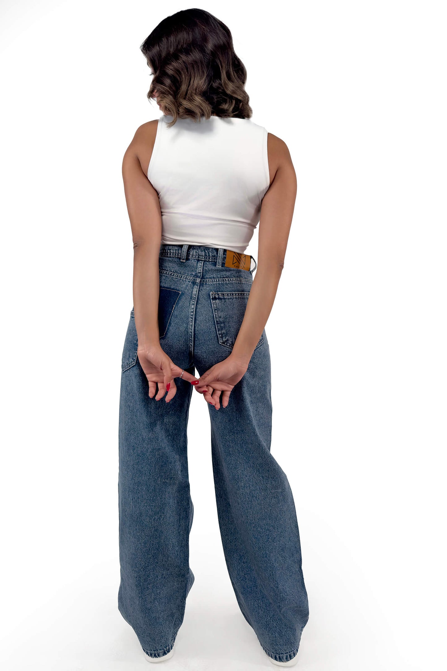 High-Waisted Removed Attached Pocket Vintage Blue Jeans