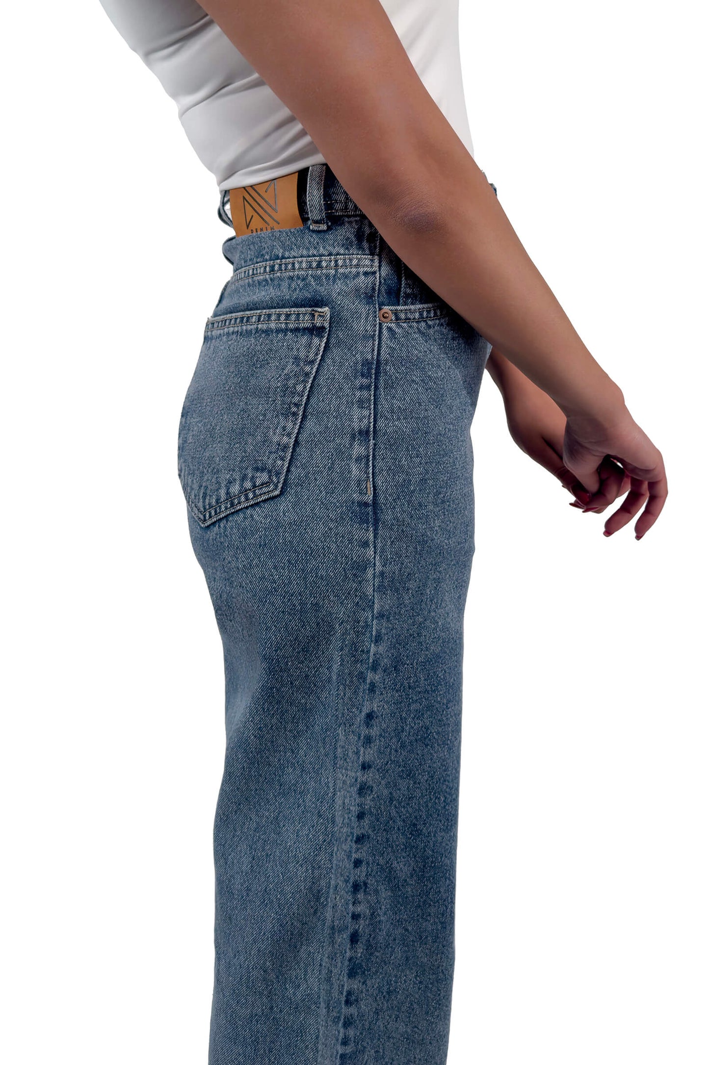 High-Waisted Removed Attached Pocket Vintage Blue Jeans